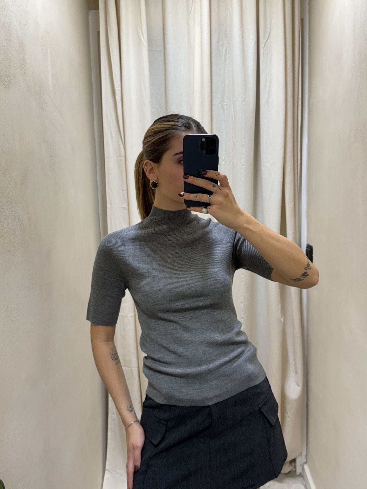 Maglia cratere mezza manica 100% lana merino HaveOne - GiuGiò | Shop online