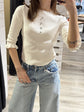 Maglia girocollo costina con bottoncini gioiello HaveOne - GiuGiò | Shop online