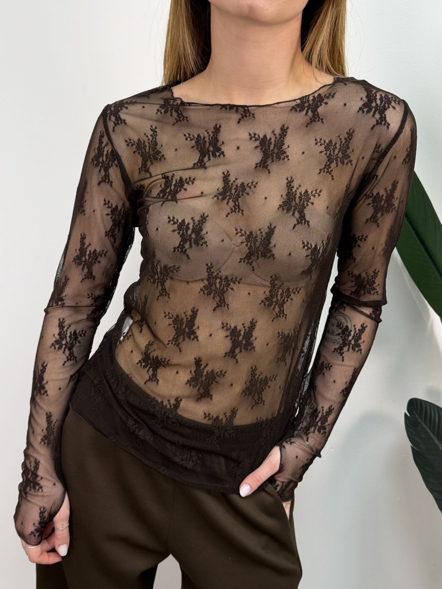 Maglia girocollo in pizzo con manicotti MyD - GiuGiò | Shop online