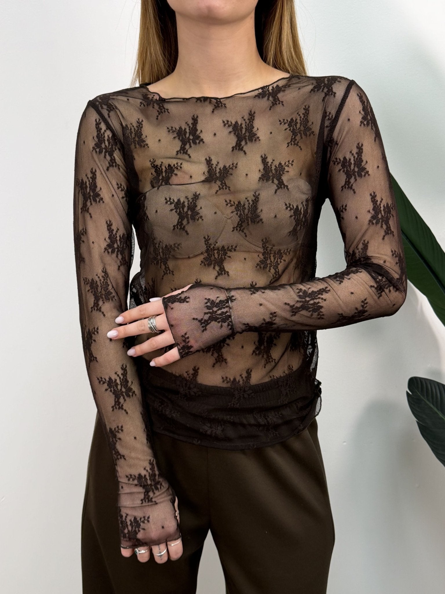 Maglia girocollo in pizzo con manicotti MyD - GiuGiò | Shop online