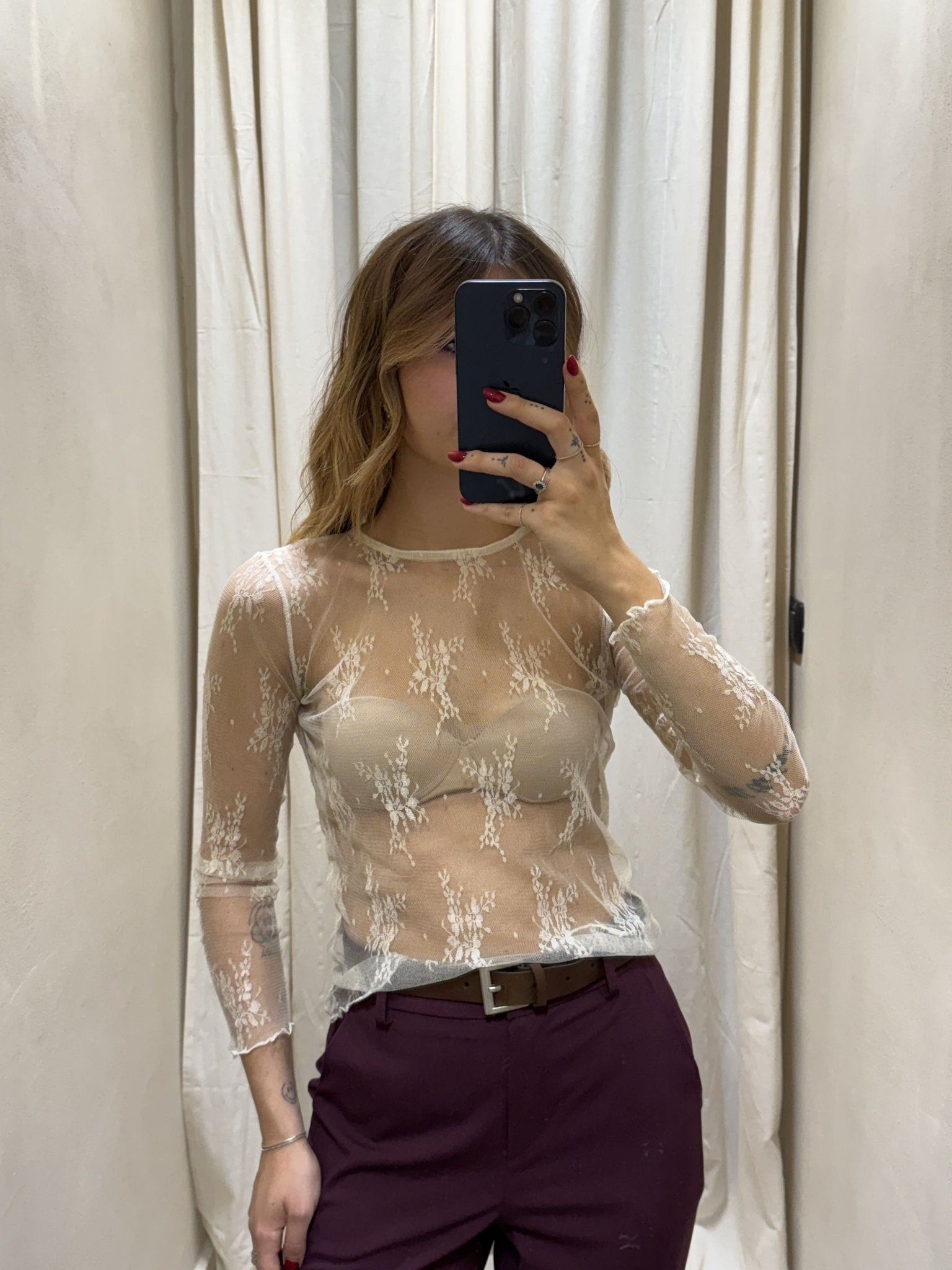 Maglia girocollo in pizzo Susy Mix - GiuGiò | Shop online