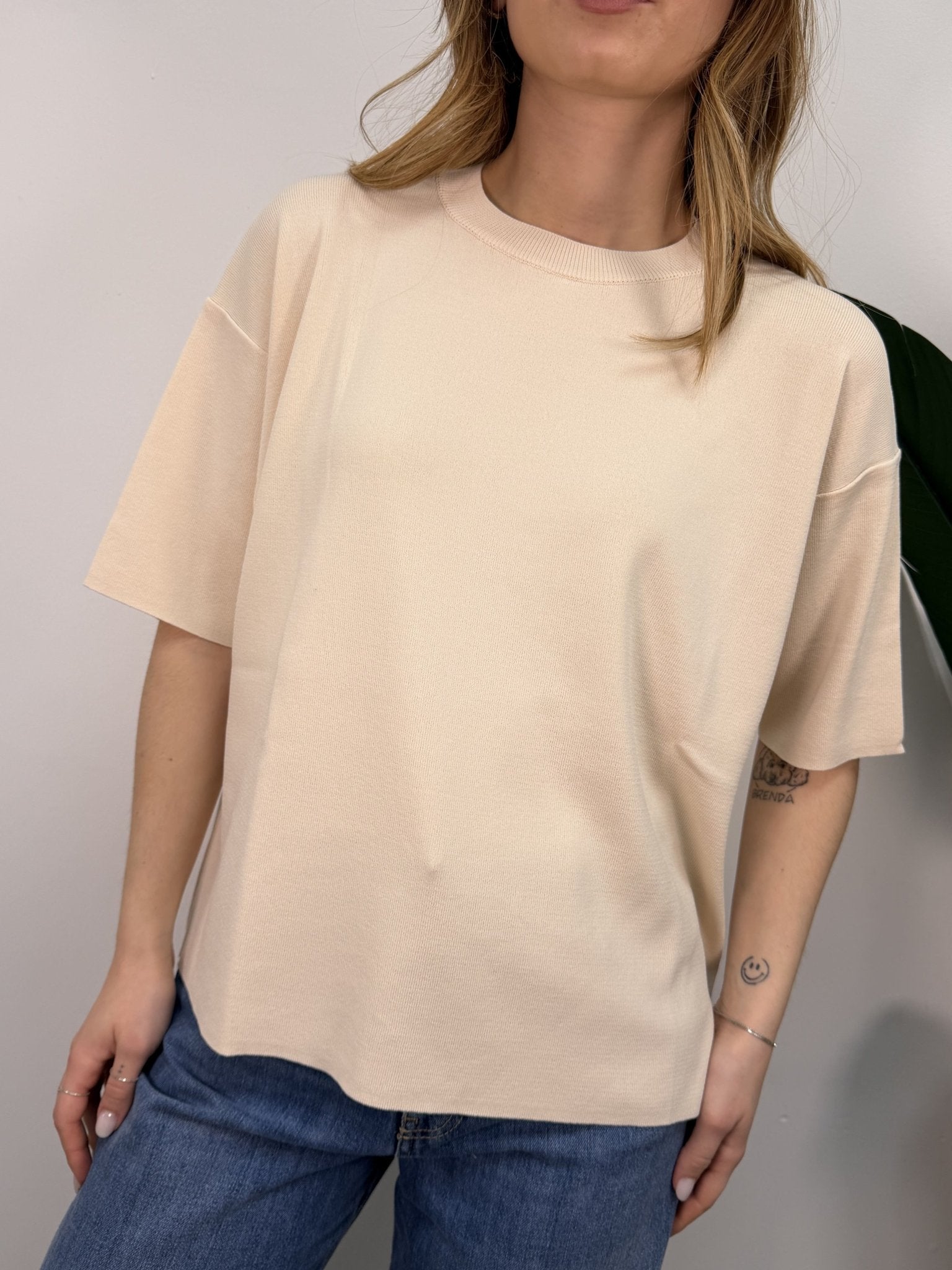 Maglia girocollo svasata in doppio filato di viscosa VICOLO - GiuGiò | Shop online