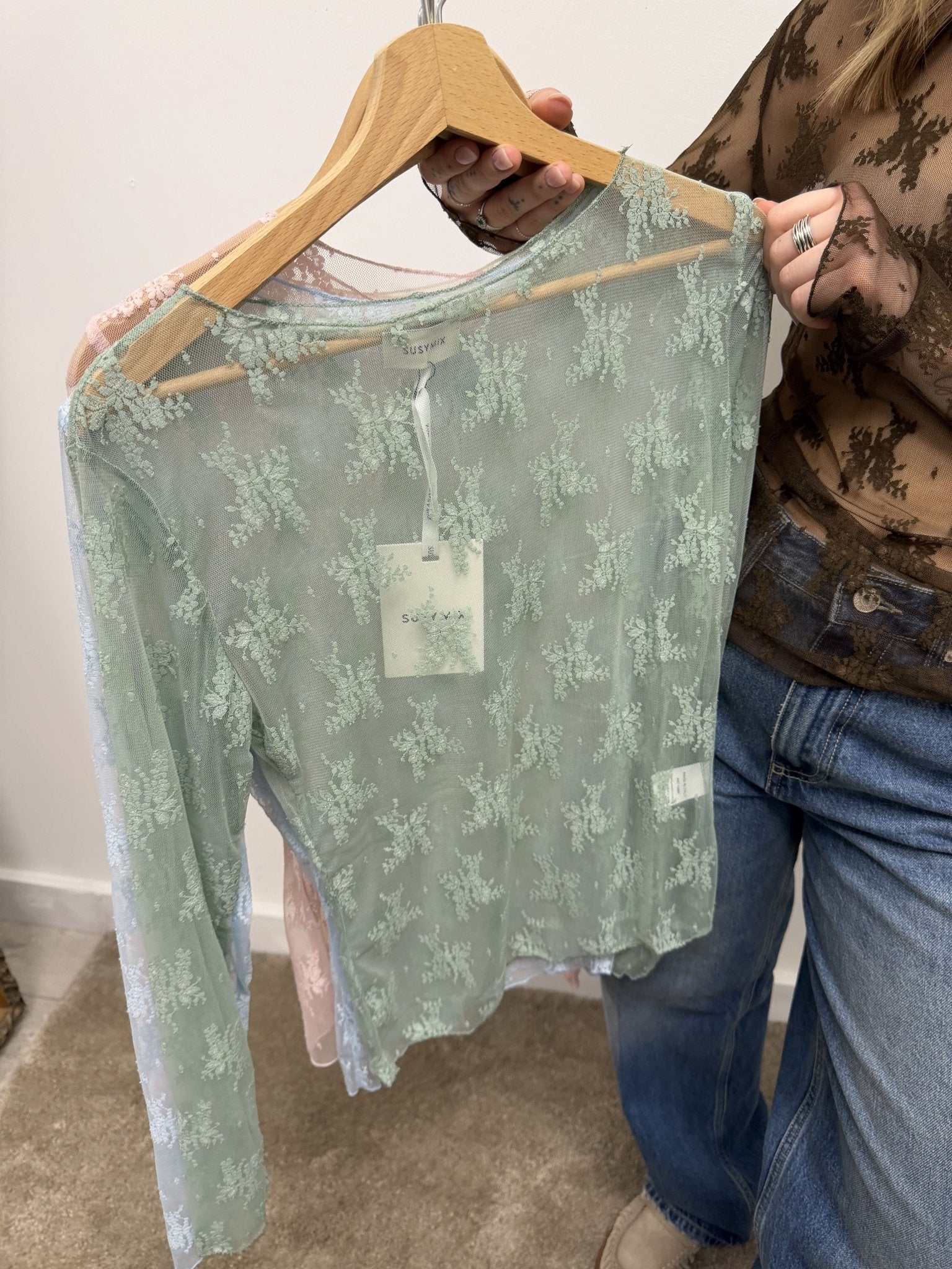 Maglia in pizzo con manicotti Susy Mix - GiuGiò | Shop online