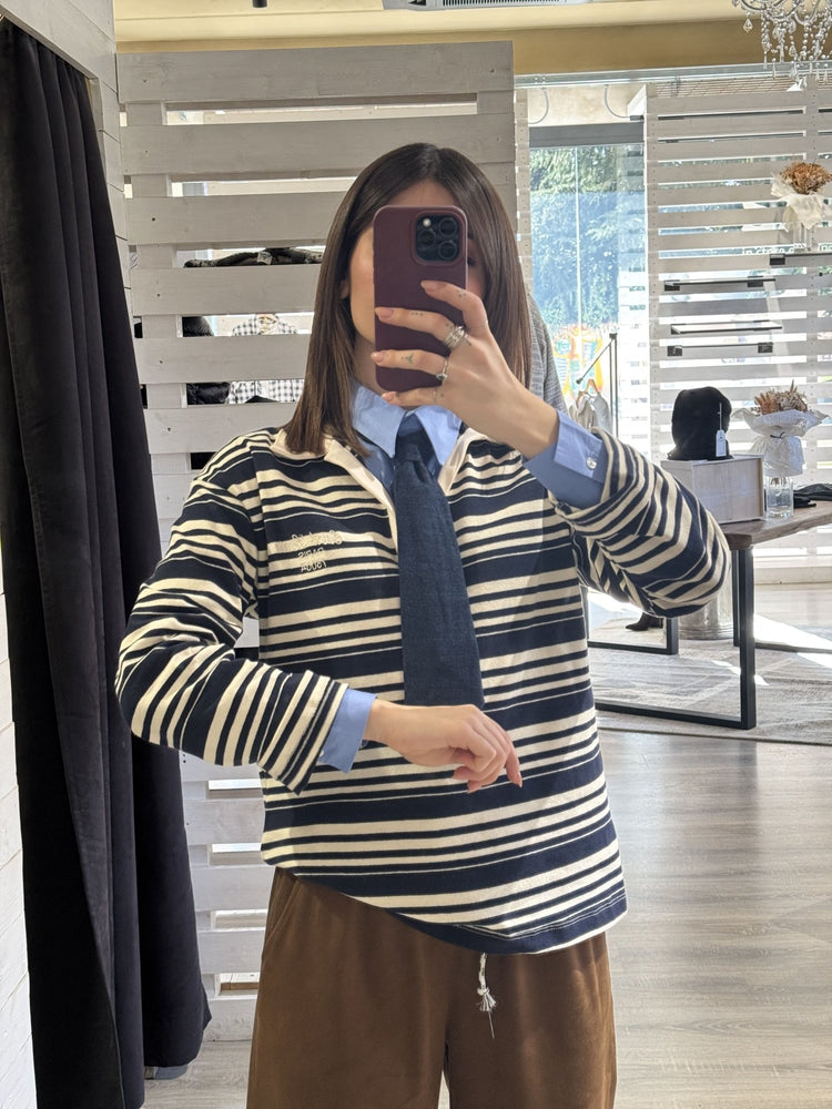 Maglia polo a righe con ricamo Tensione IN - GiuGiò | Shop online