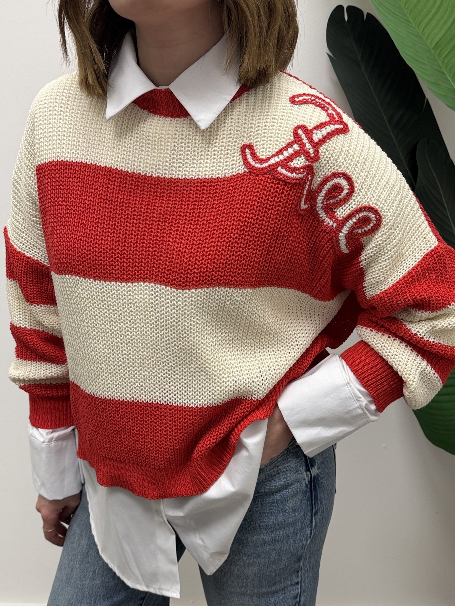 Maglione a righe con ricamo MyD - GiuGiò | Shop online