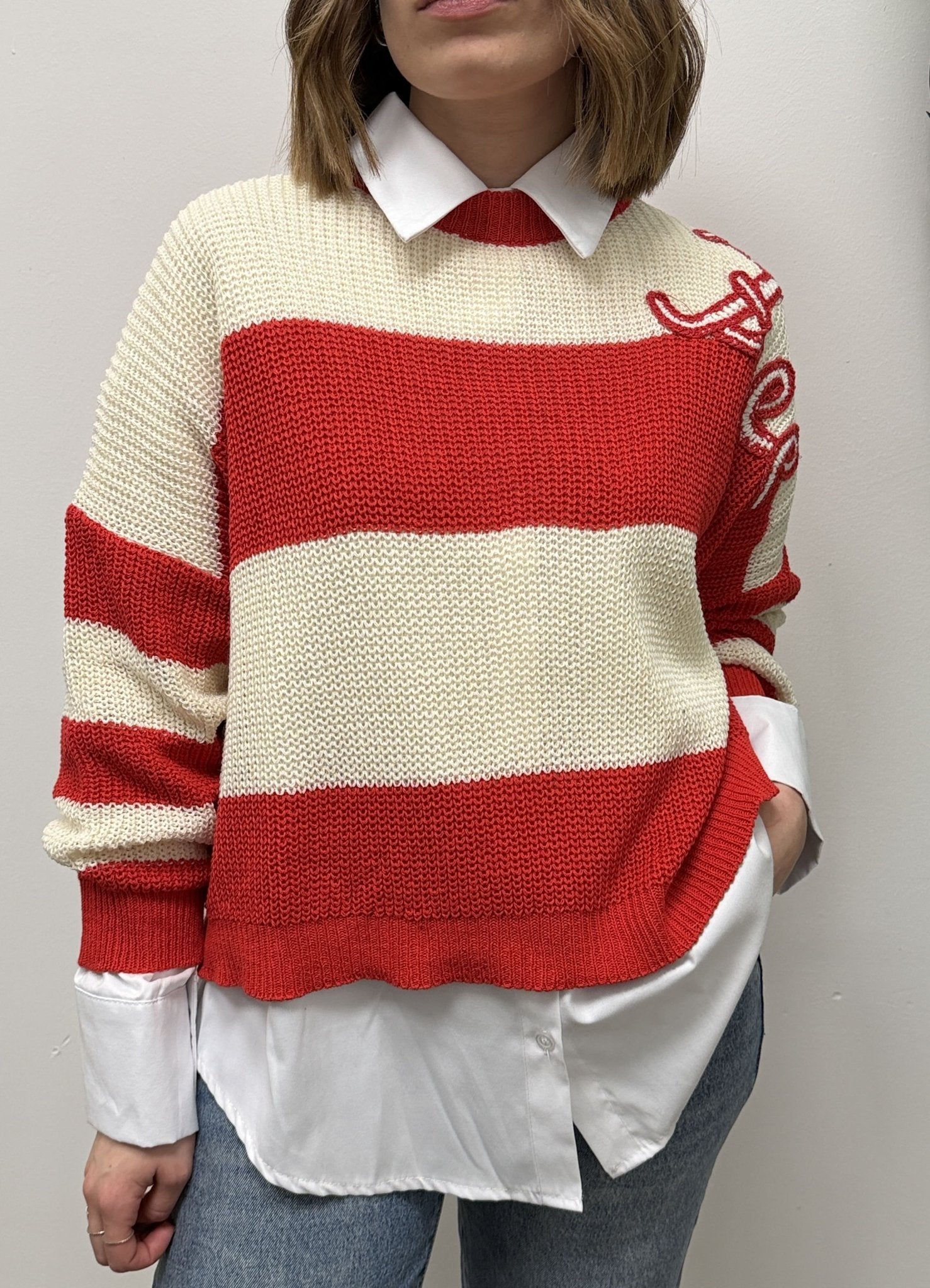 Maglione a righe con ricamo MyD - GiuGiò | Shop online