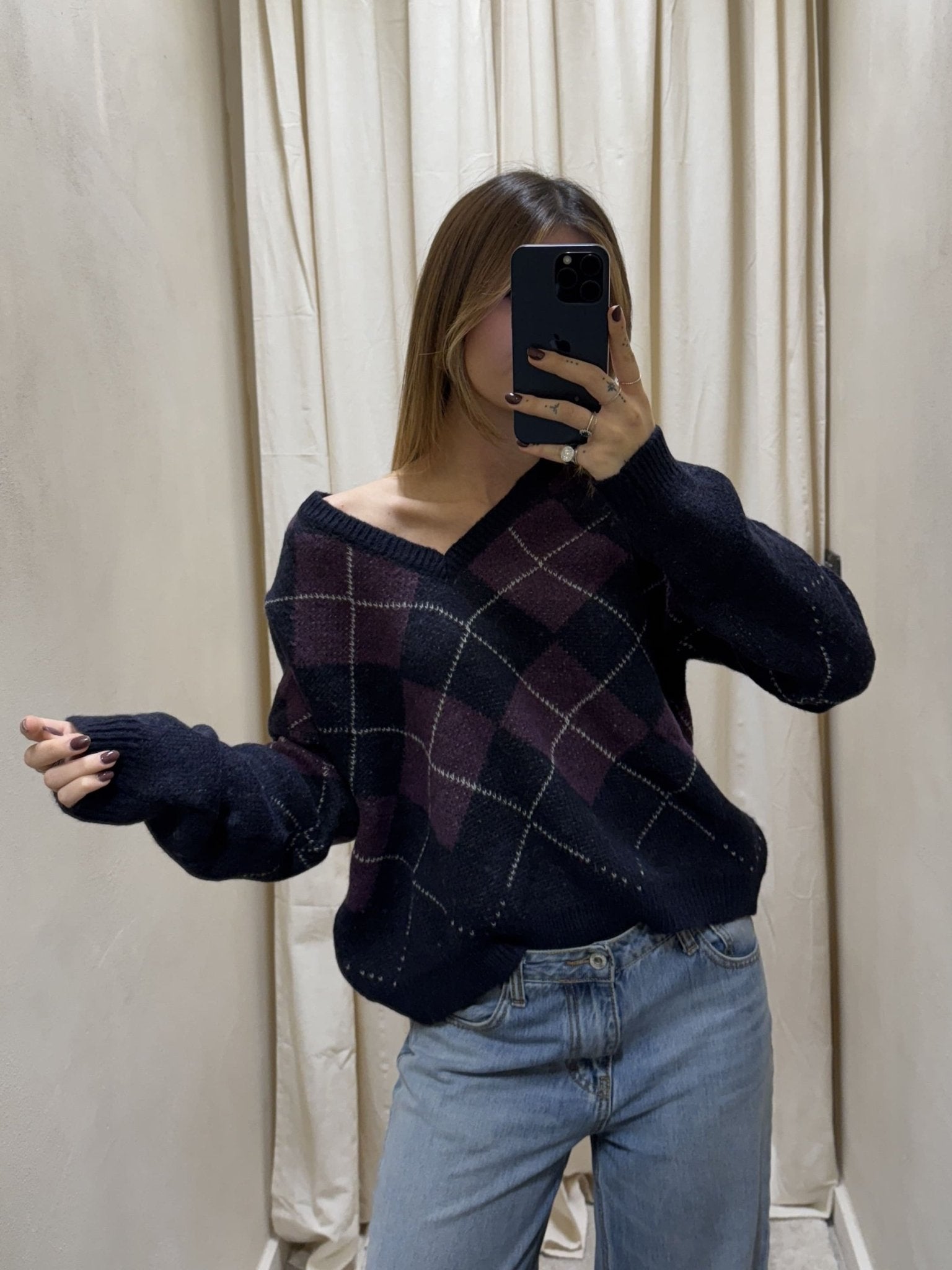 Maglione a rombi scollo V MyD - GiuGiò | Shop online