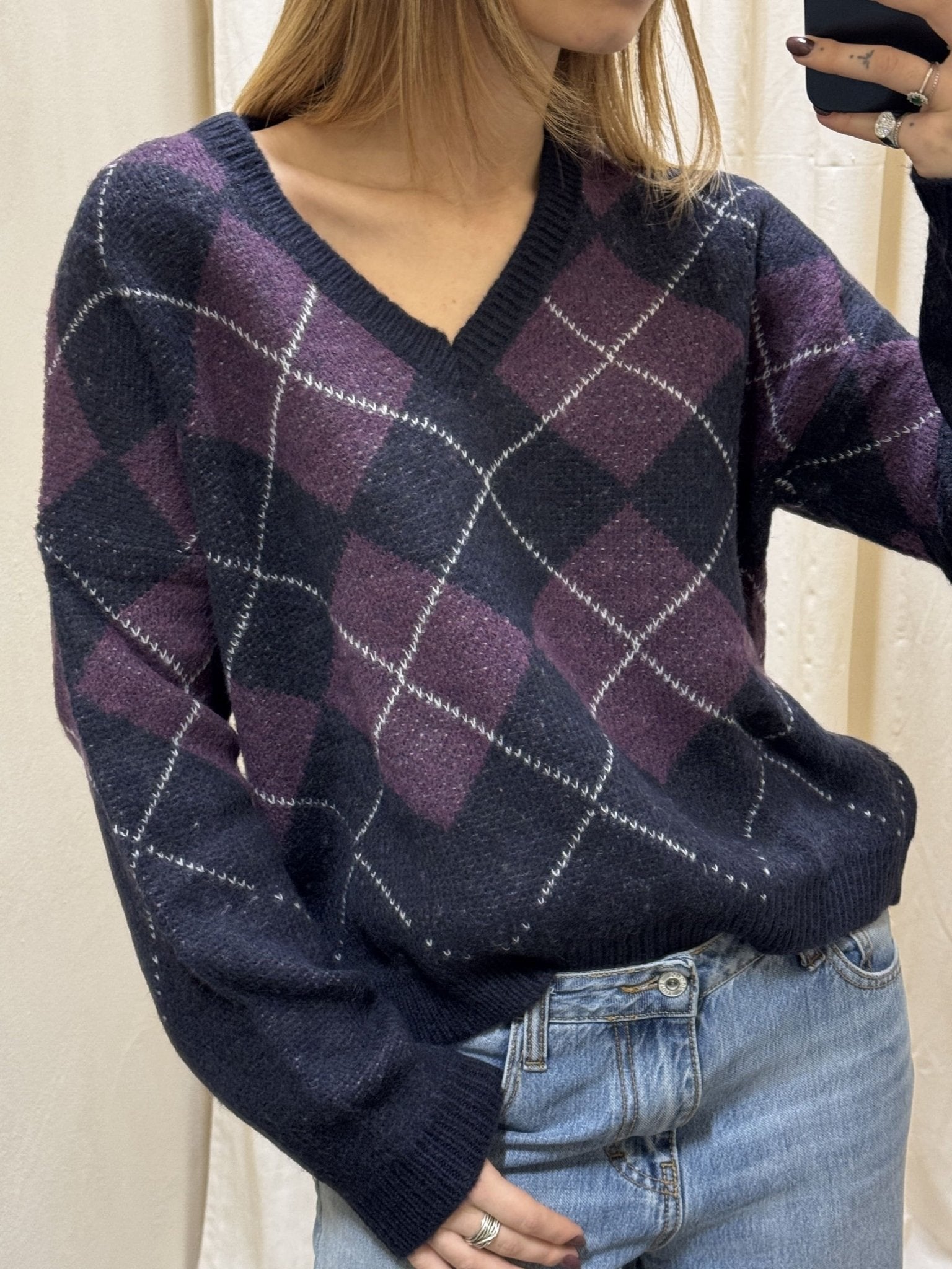 Maglione a rombi scollo V MyD - GiuGiò | Shop online