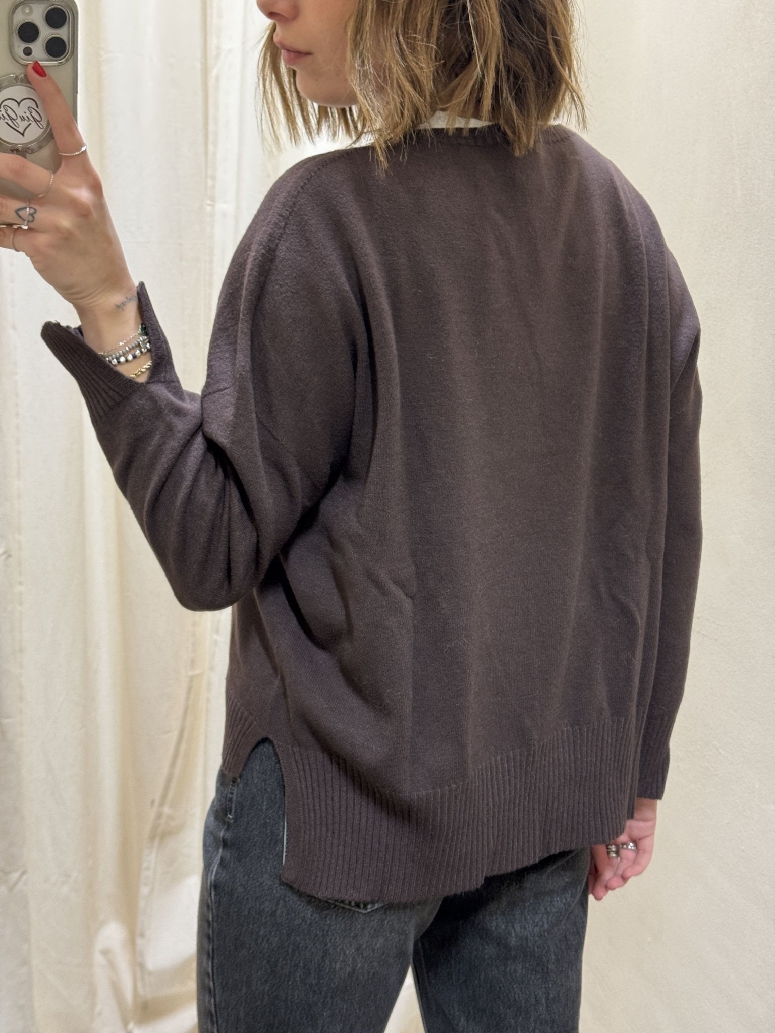 Maglione basic in viscosa con spacchetti MyD - GiuGiò | Shop online