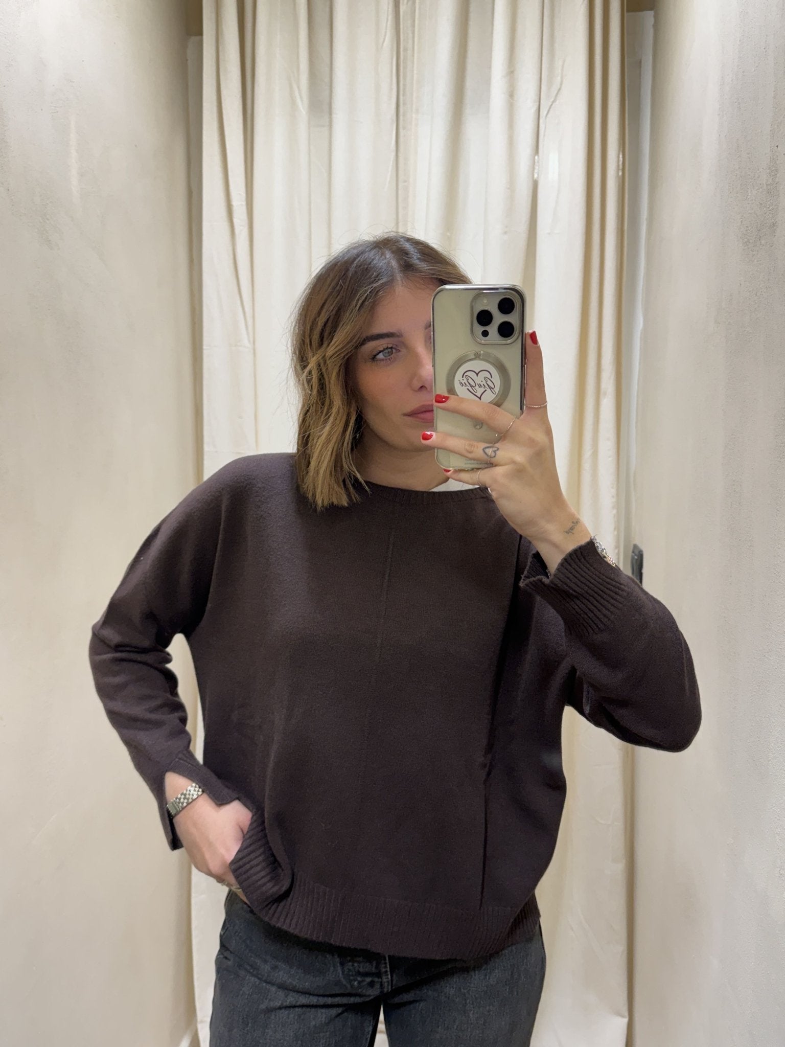 Maglione basic in viscosa con spacchetti MyD - GiuGiò | Shop online