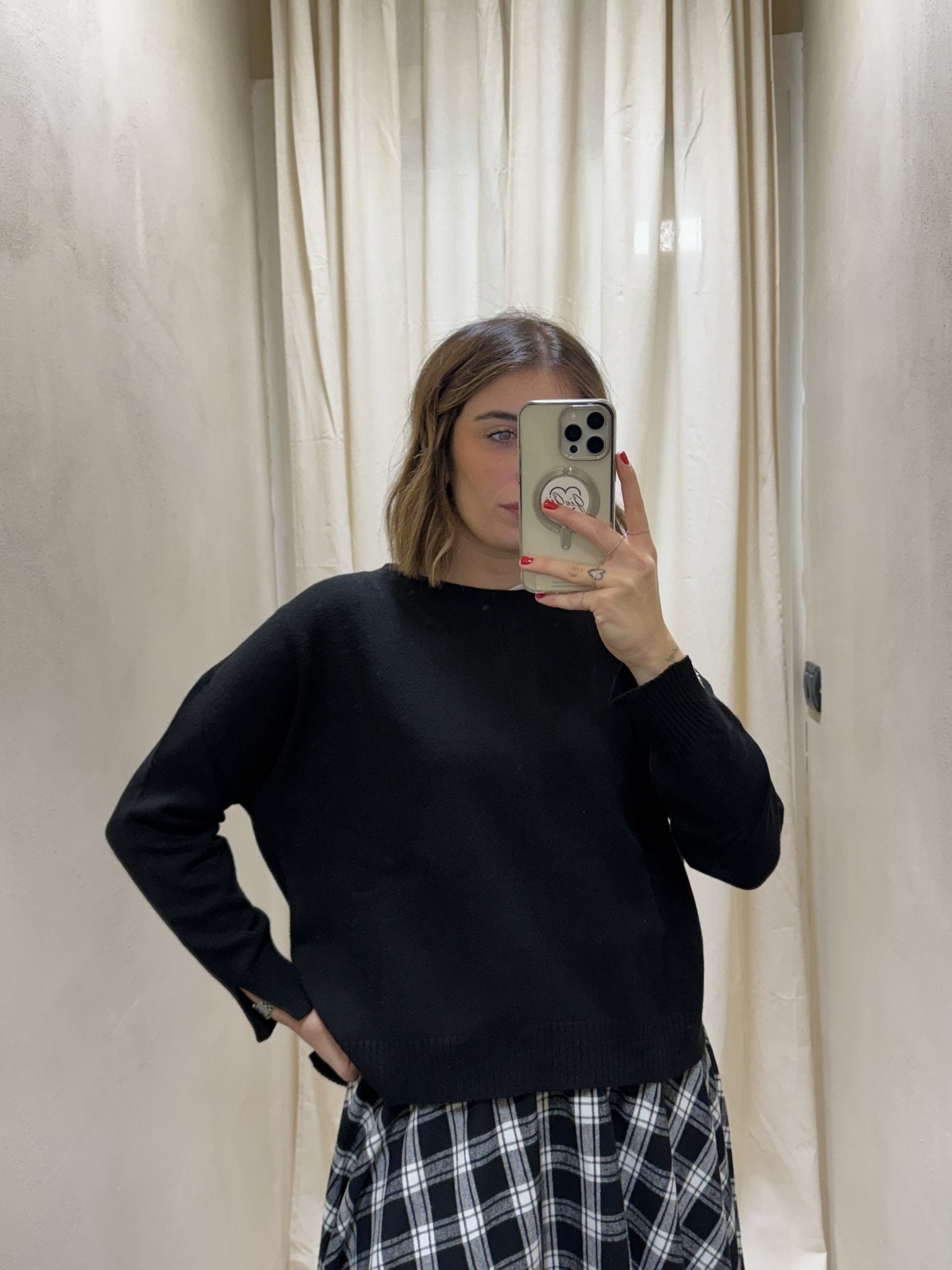 Maglione basic in viscosa con spacchetti MyD - GiuGiò | Shop online