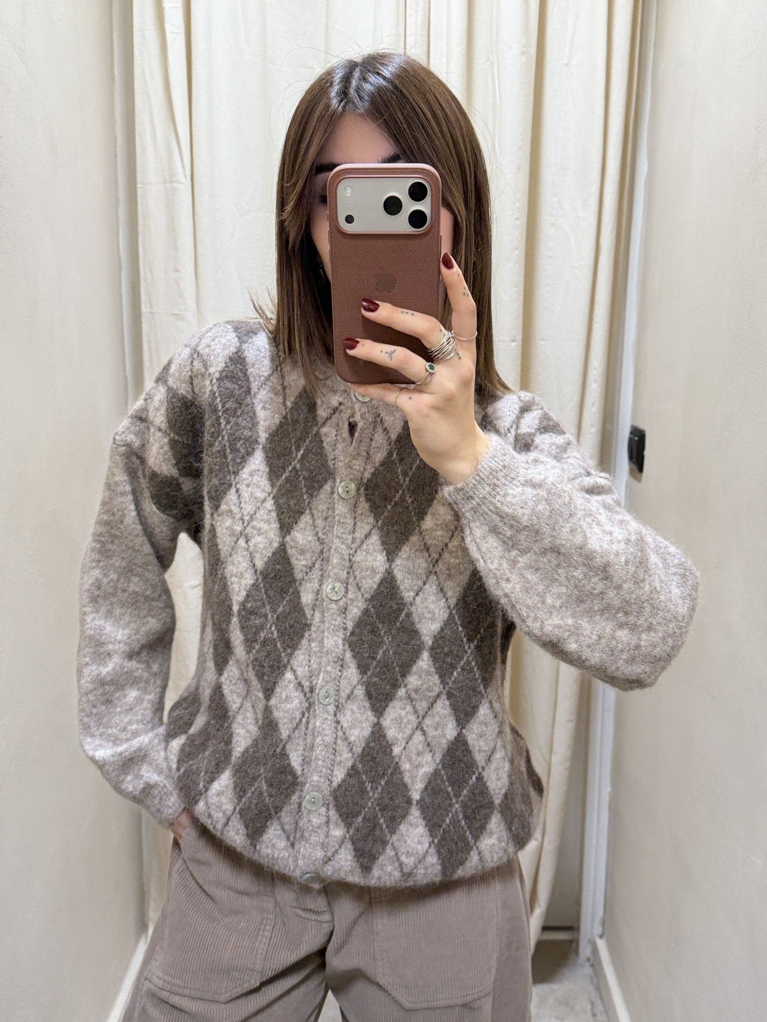 Maglione cardigan con rombi MyD - GiuGiò | Shop online