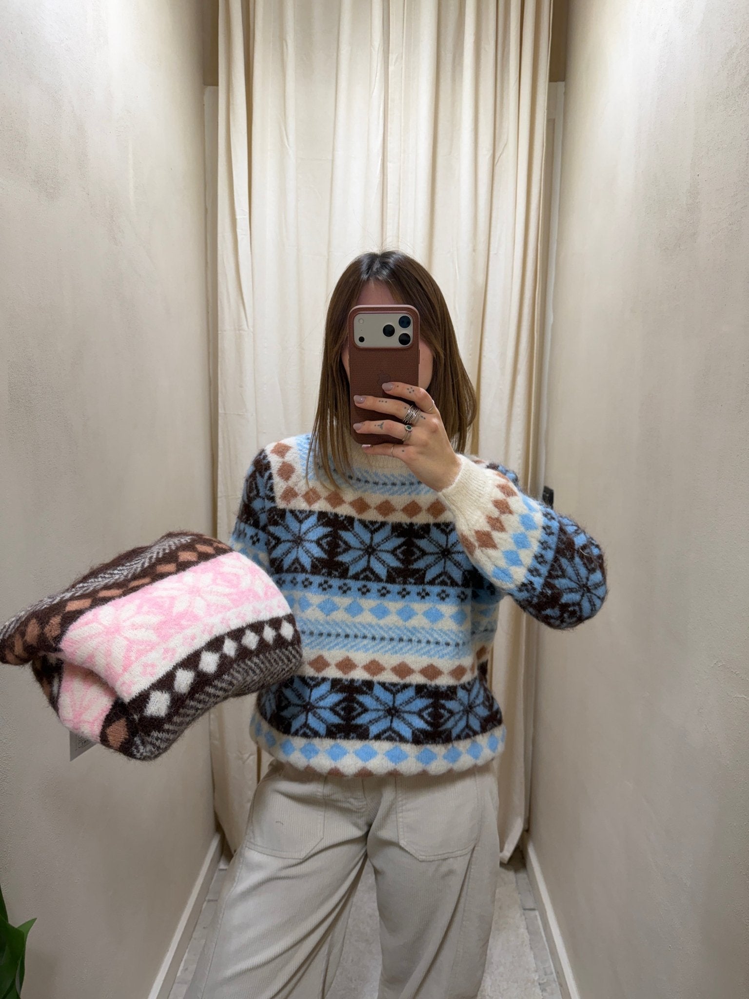 Maglione girocollo jacquard con ricami geometrici Susy Mix - GiuGiò | Shop online