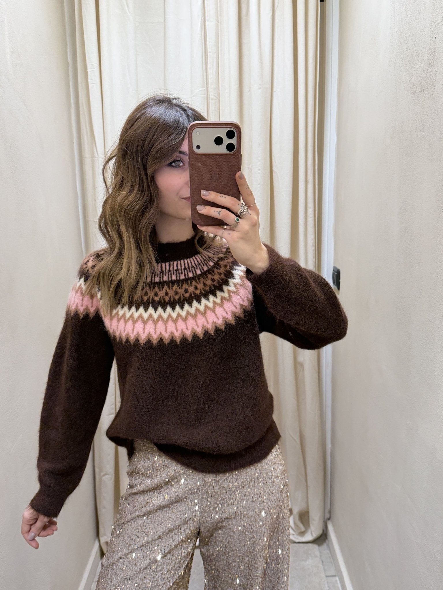 Maglione girocollo jacquard ricami geometrici Susy Mix - GiuGiò | Shop online