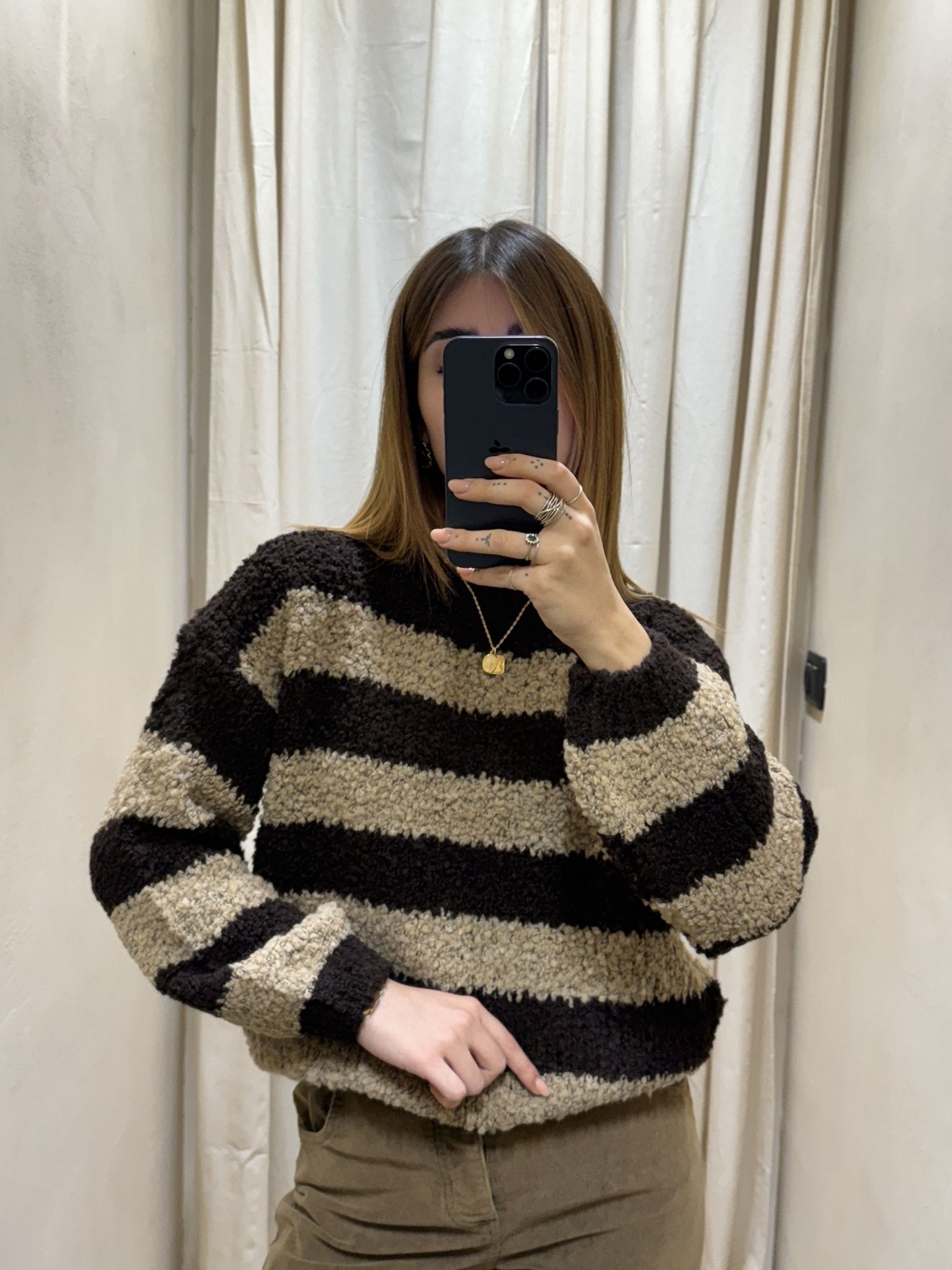 Maglione girocollo rigato bouclè MyD - GiuGiò | Shop online