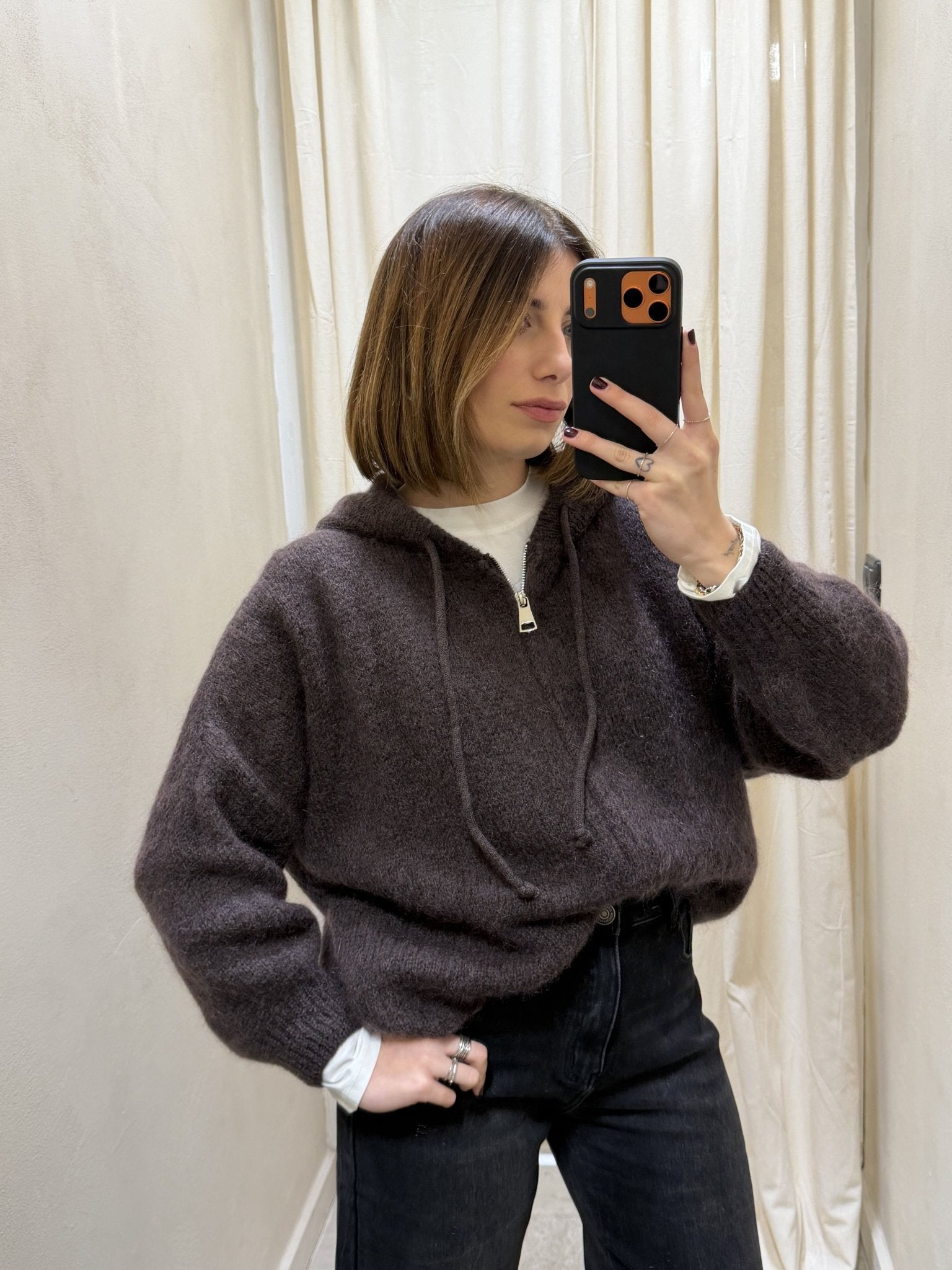 Maglione in mohair con zip e cappuccio Dixie - GiuGiò | Shop online