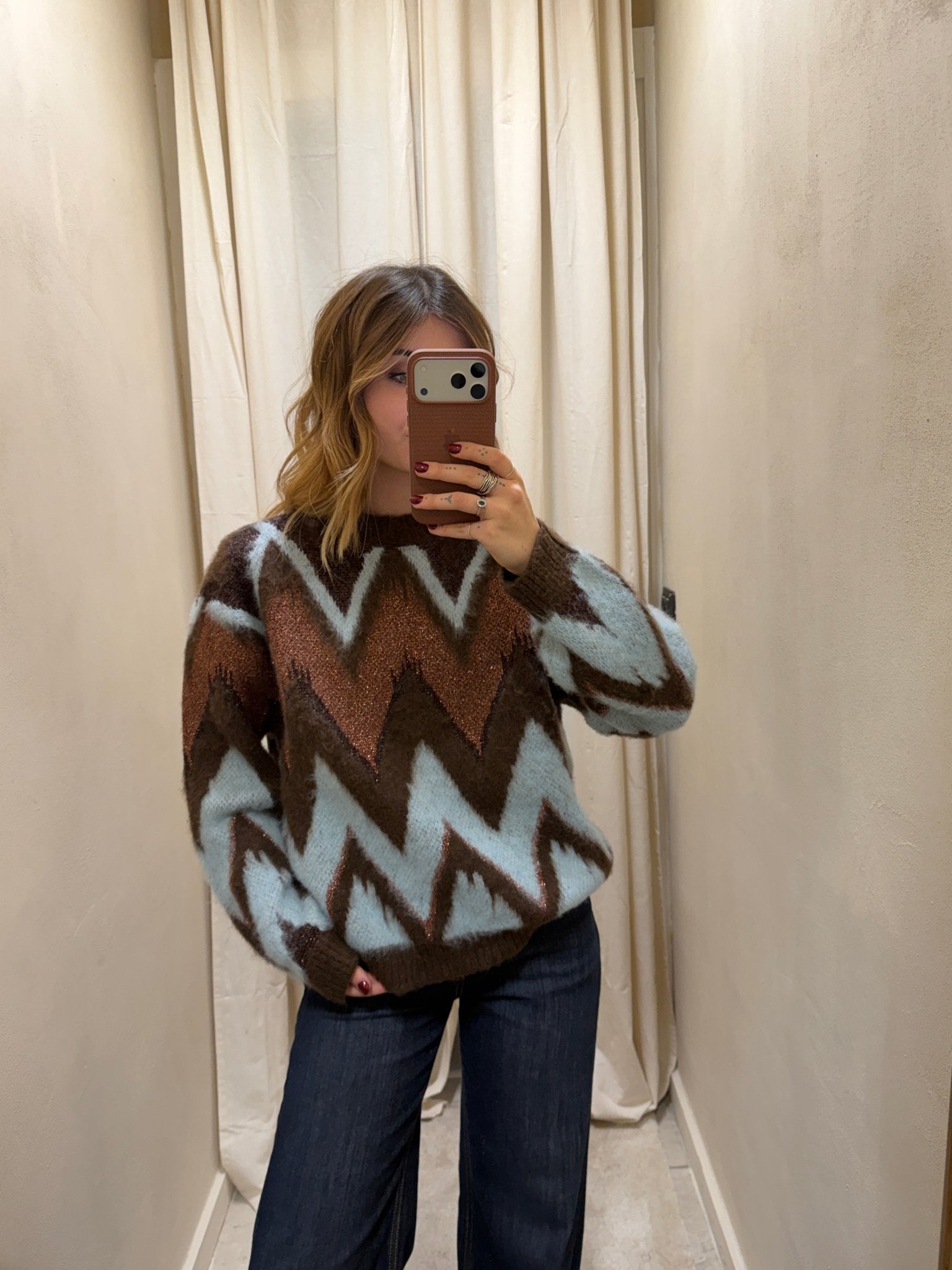 Maglione lavorazione chevron e lurex Tensione In - GiuGiò | Shop online