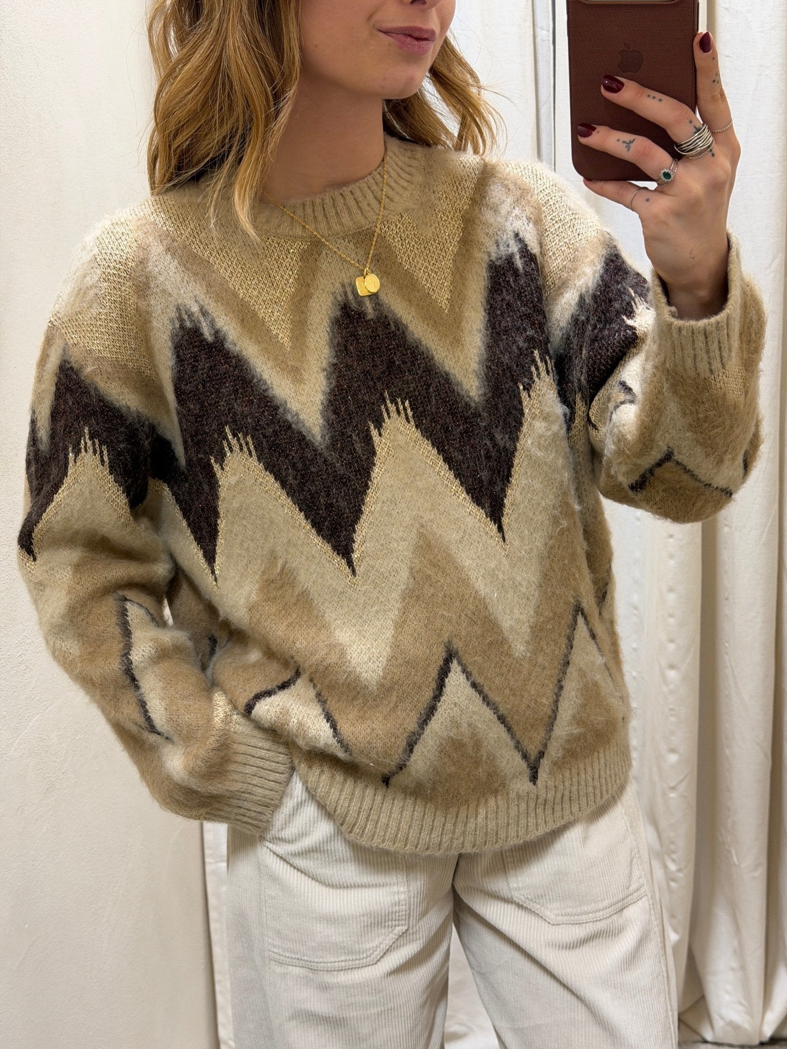 Maglione lavorazione chevron e lurex Tensione In - GiuGiò | Shop online