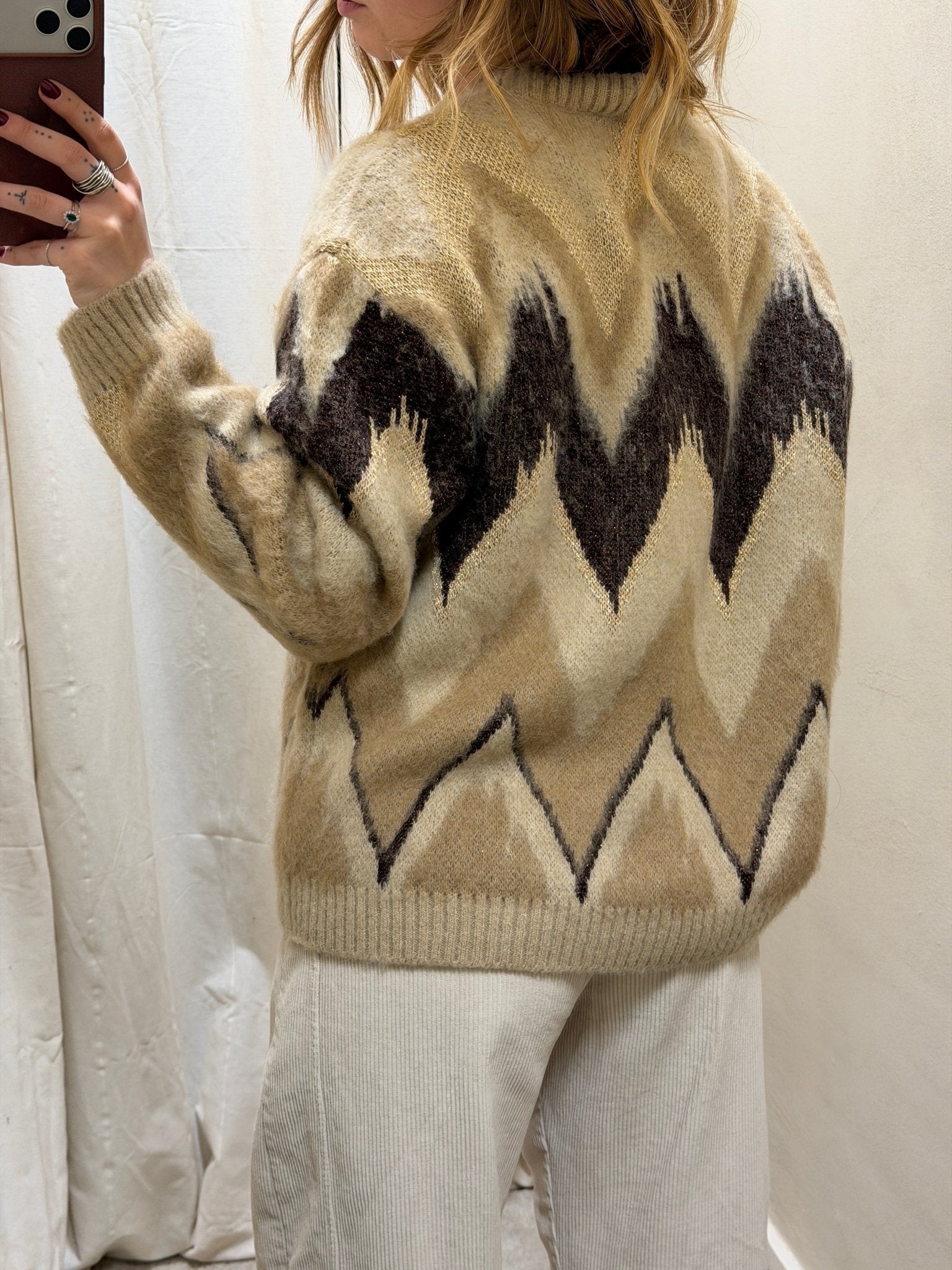 Maglione lavorazione chevron e lurex Tensione In - GiuGiò | Shop online