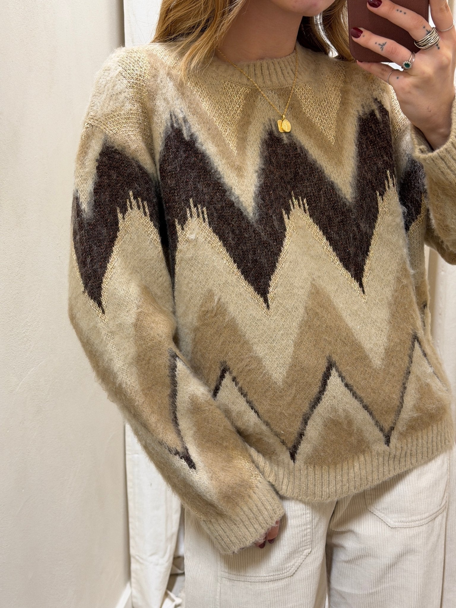 Maglione lavorazione chevron e lurex Tensione In - GiuGiò | Shop online