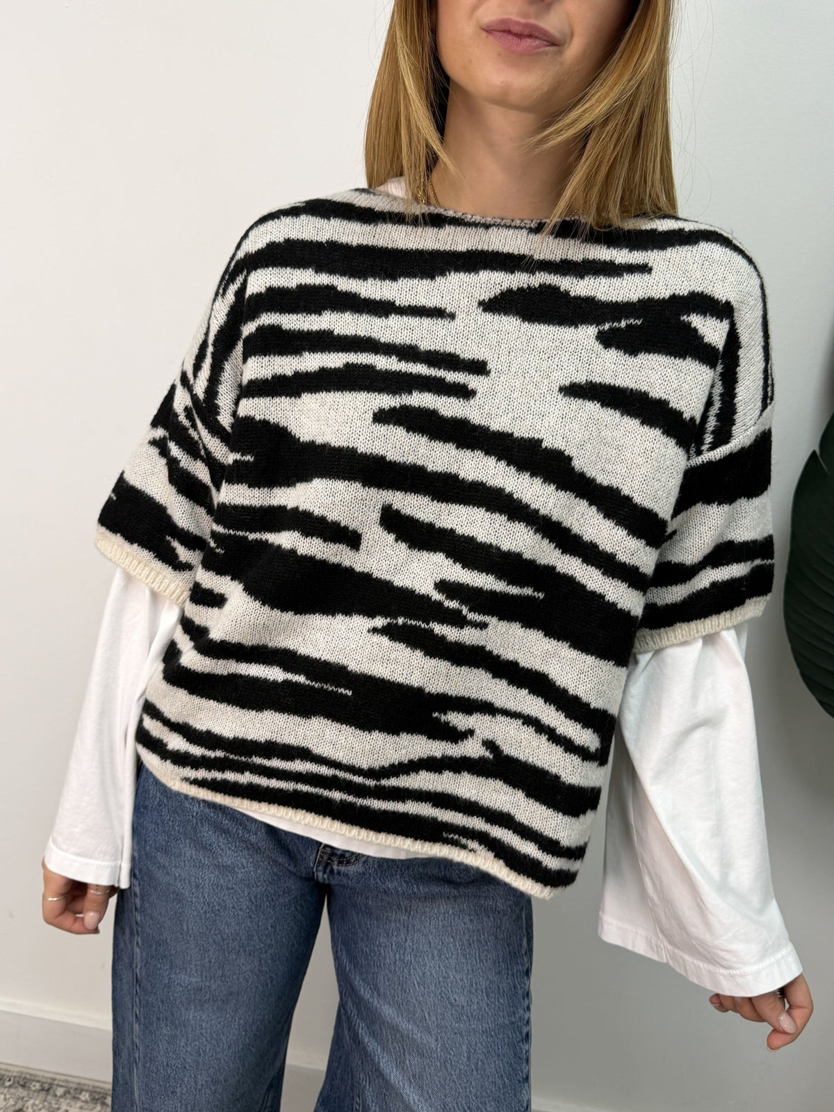 Maglione mezza manica fantasia zebra Susy Mix - GiuGiò | Shop online