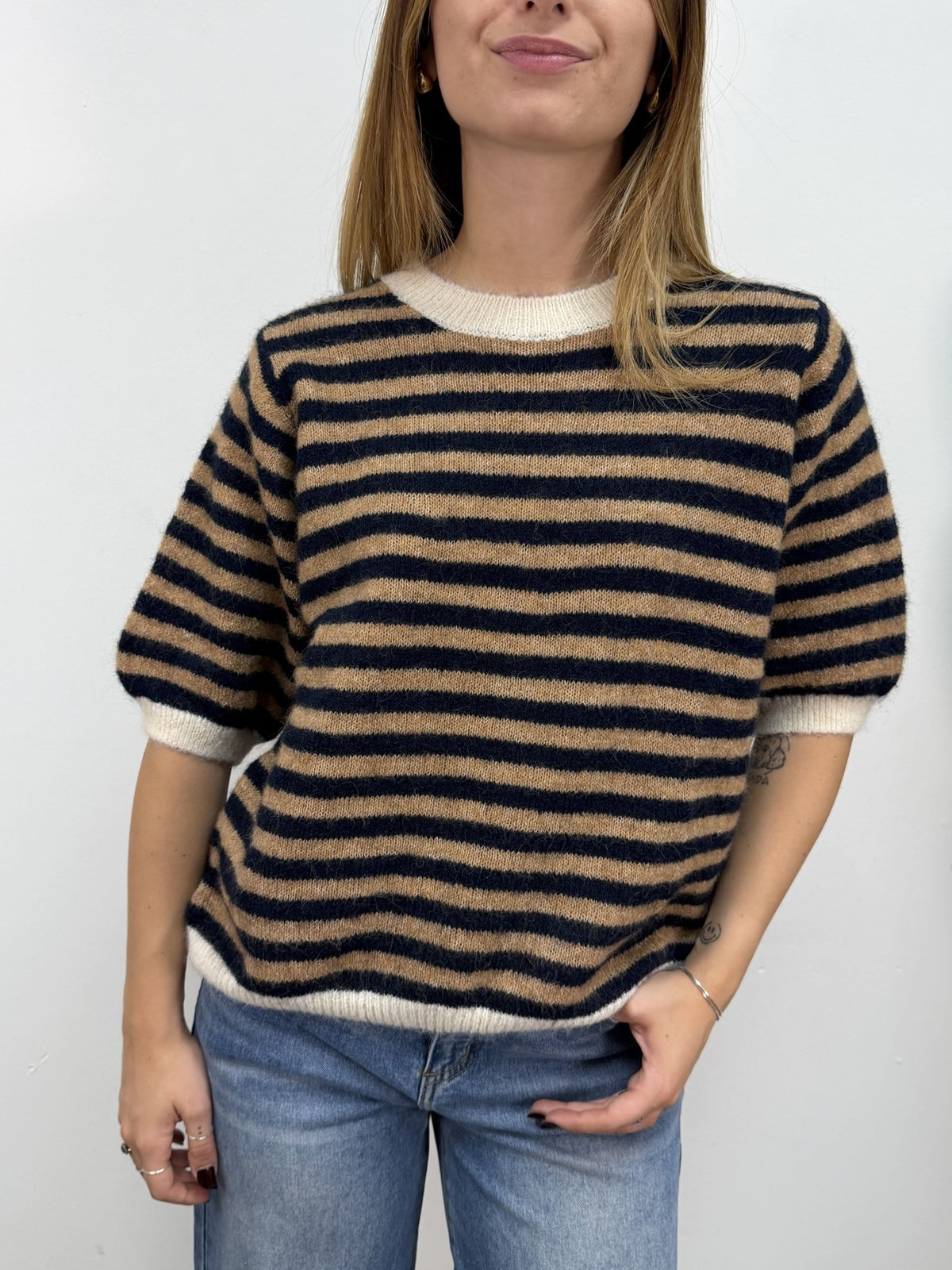 Maglione mezza manica rigato MyD - GiuGiò | Shop online