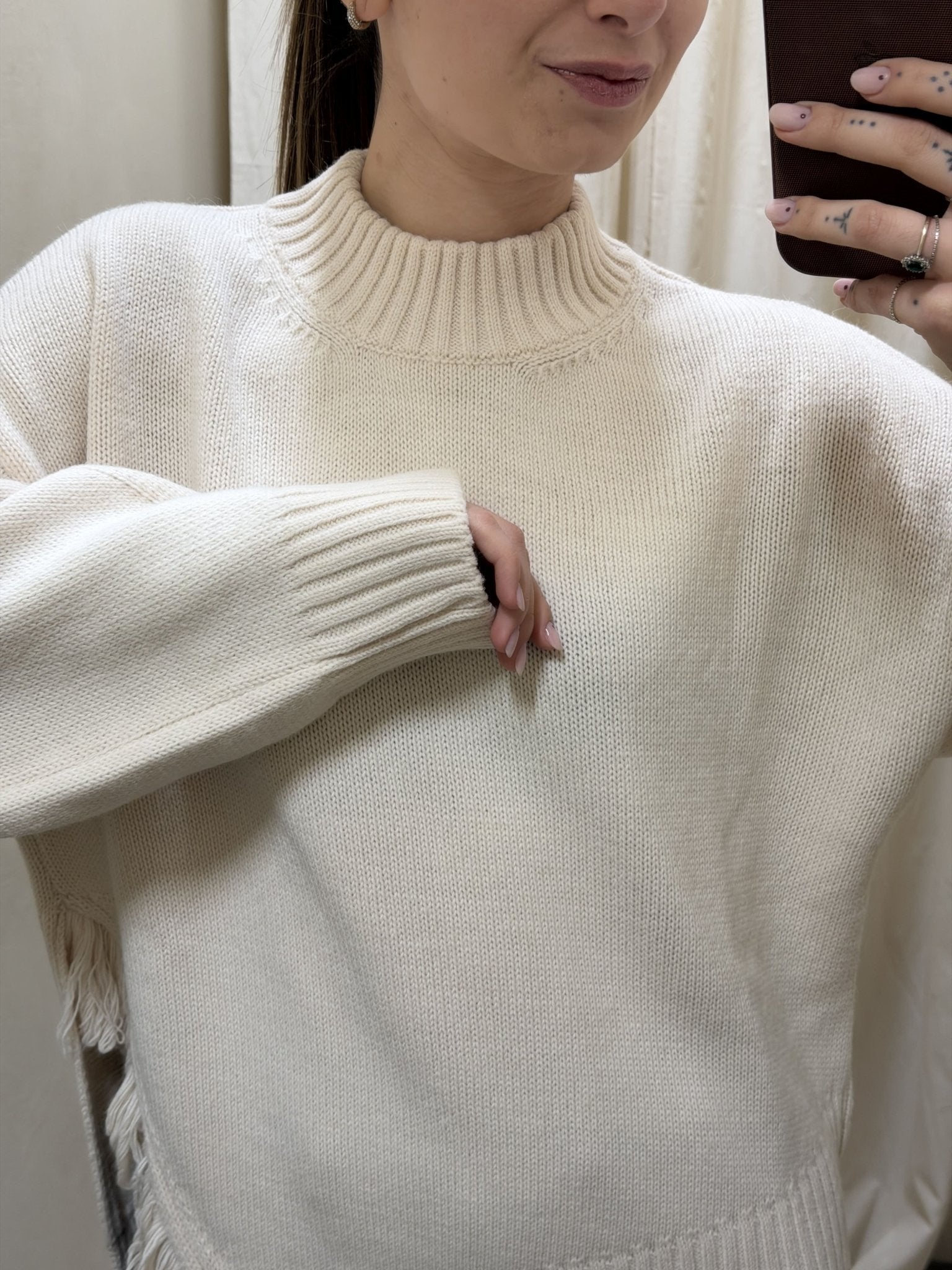 Maglione misto lana con spacco e frange HaveOne - GiuGiò | Shop online