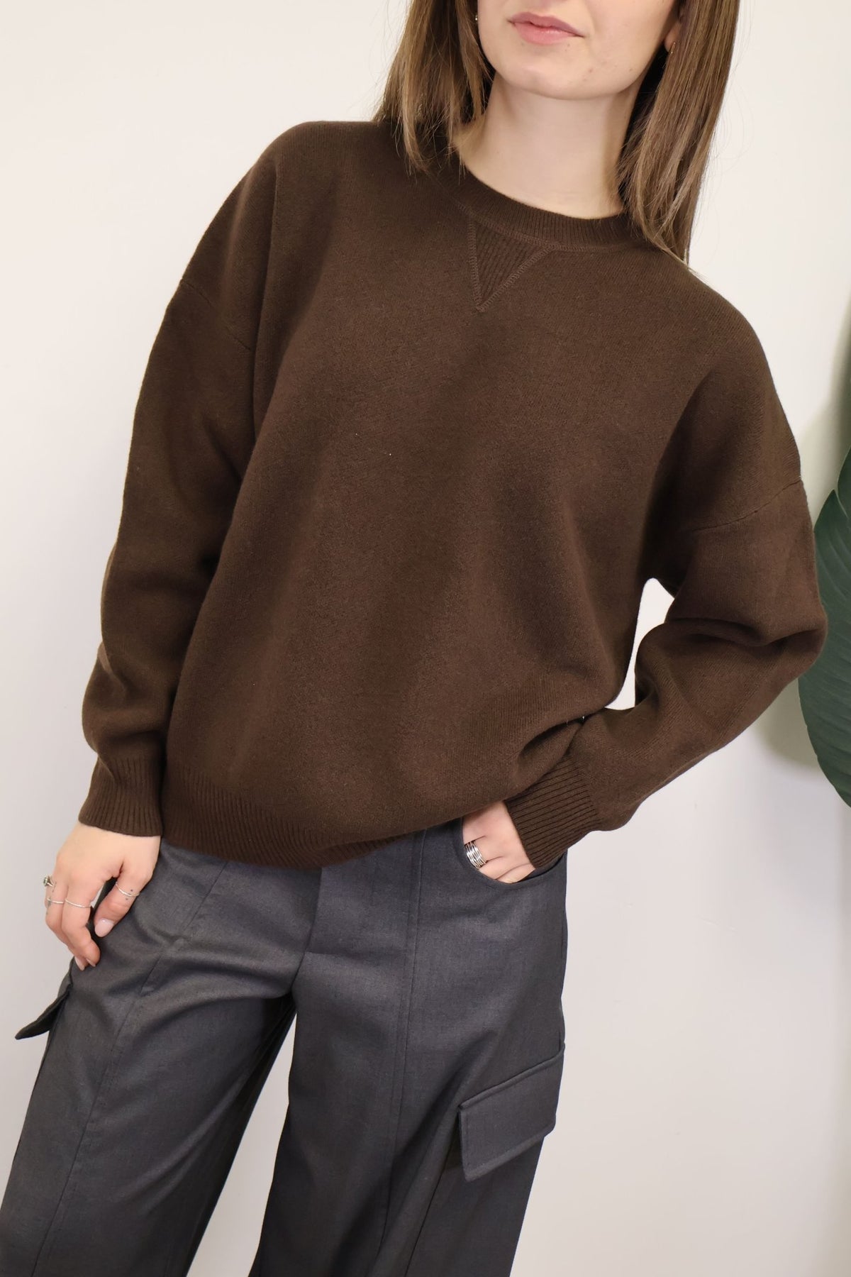 Maglione over 100% lana marrone Tensione In - GiuGiò | Shop online