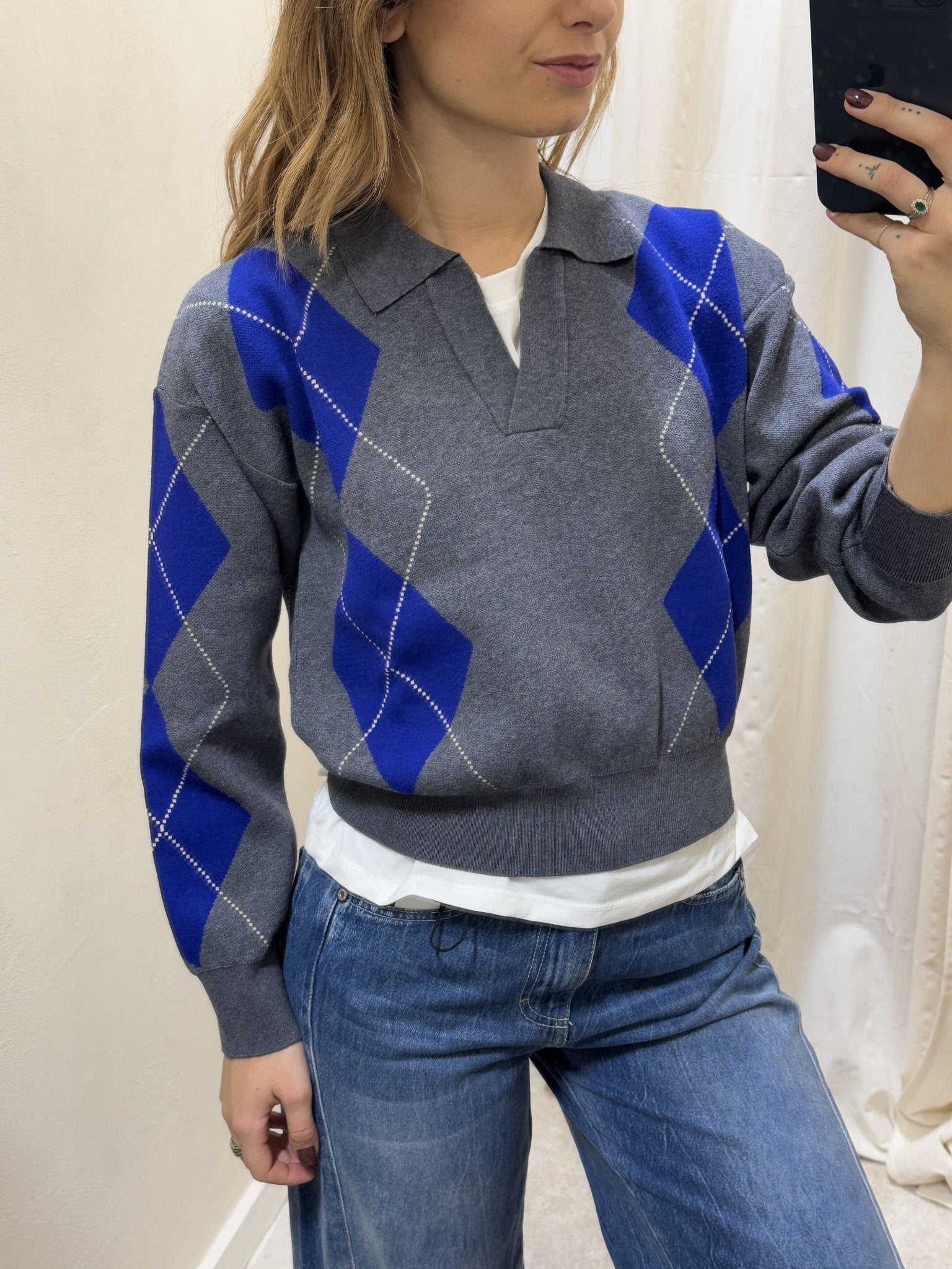 Maglione polo a rombi Dixie - GiuGiò | Shop online