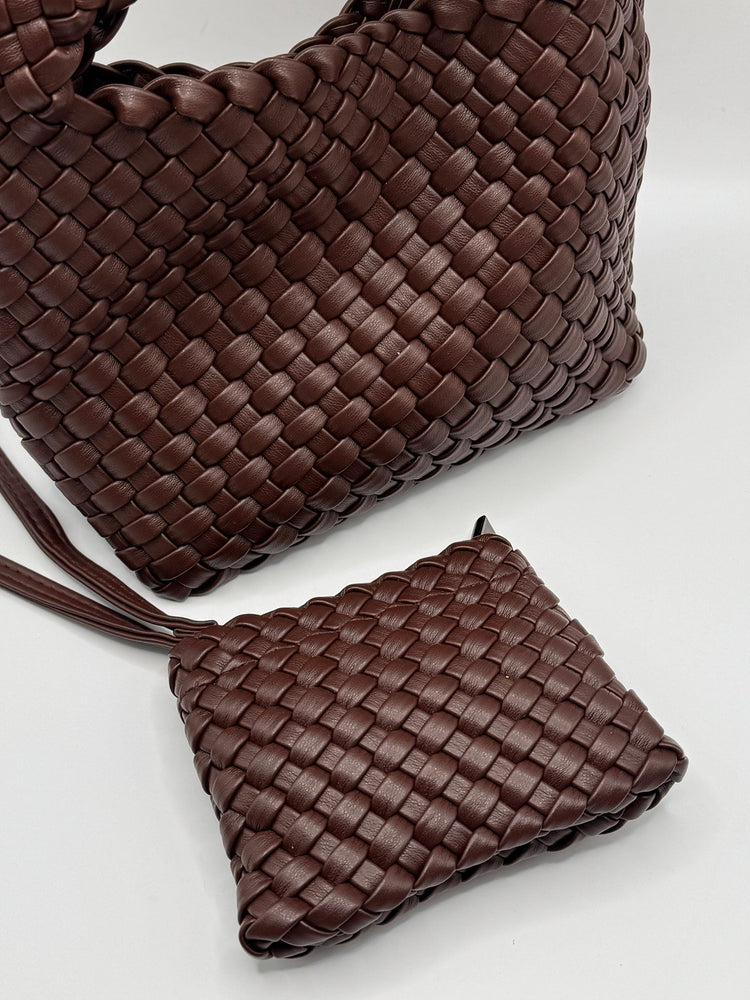 Mini secchiello a mano intrecciato con mini pochette in pvc Loud - GiuGiò | Shop online