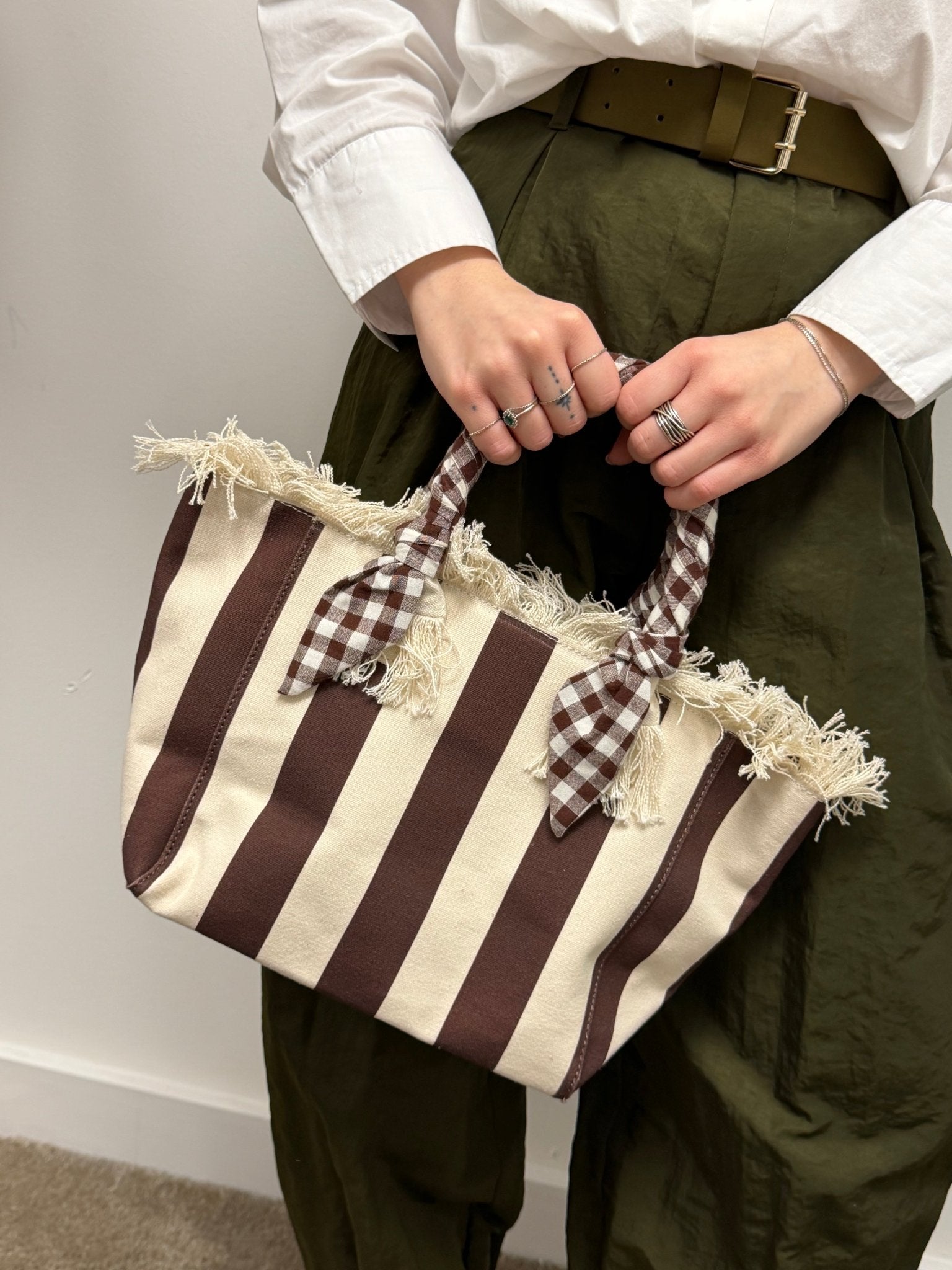 Mini shopper in canvas rigata VICOLO - GiuGiò | Shop online