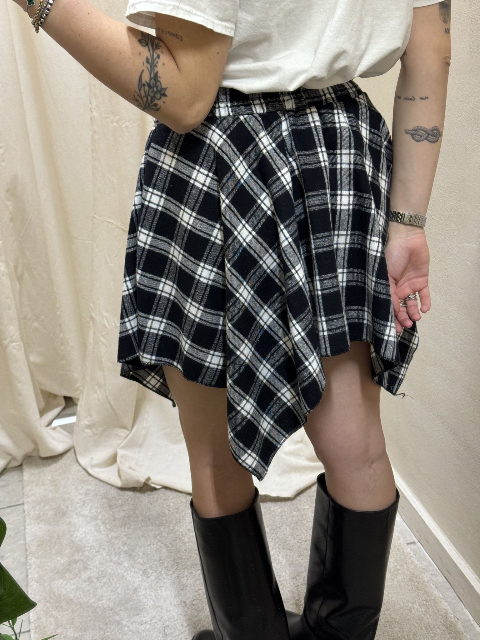 Minigonna in flanella asimmetrica stampa check HaveOne - GiuGiò | Shop online