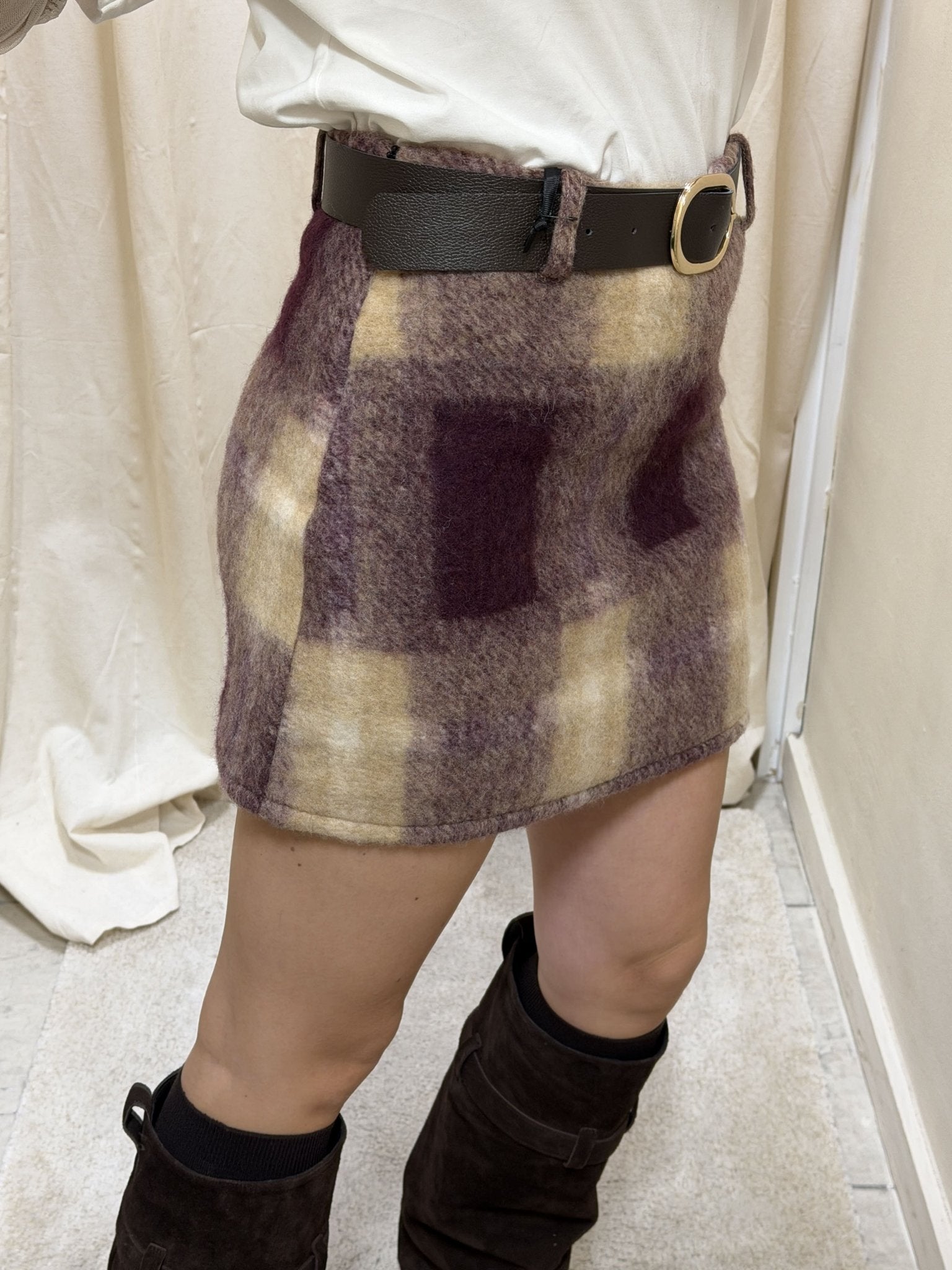 Minigonna in panno stampa check MyD - GiuGiò | Shop online