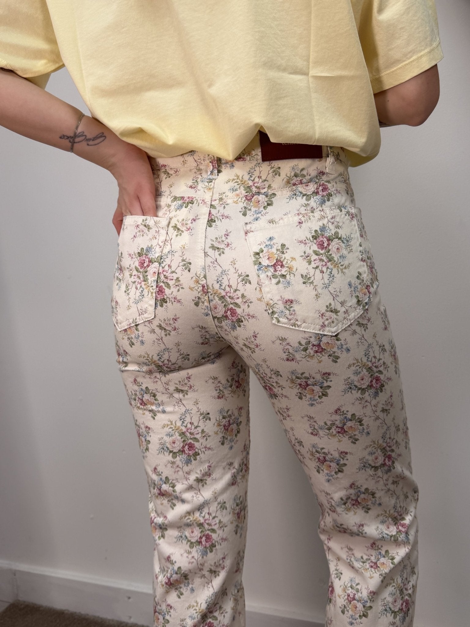 Pantalone 5 tasche in cotone floreale Tensione In - GiuGiò | Shop online