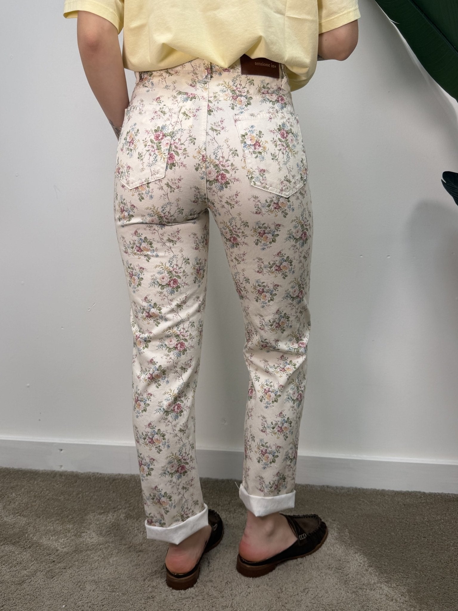 Pantalone 5 tasche in cotone floreale Tensione In - GiuGiò | Shop online