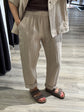 Pantalone baggy in lino con risvolto Susy Mix - GiuGiò | Shop online