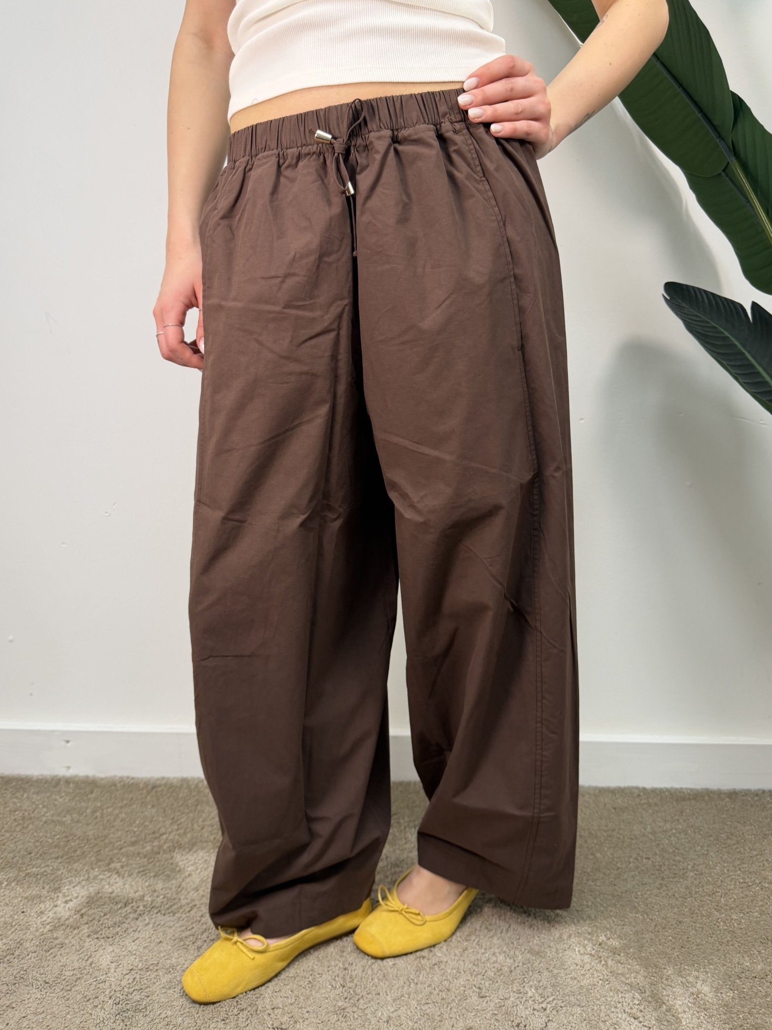 Pantalone barrel cotone elastico in vita MyD - GiuGiò | Shop online