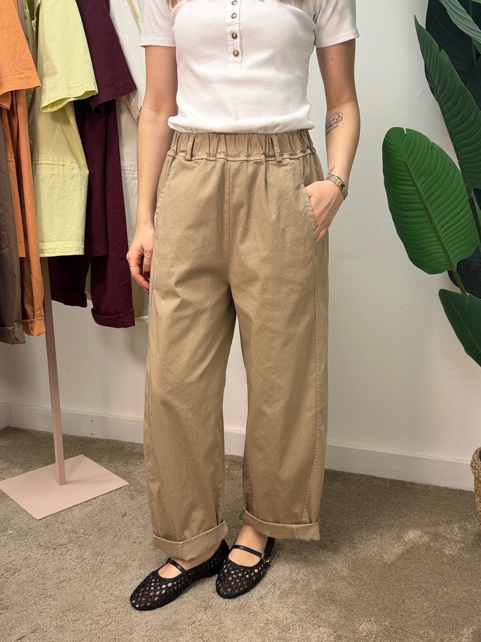 Pantalone barrel elastico in vita MyD x GiuGió - GiuGiò | Shop online