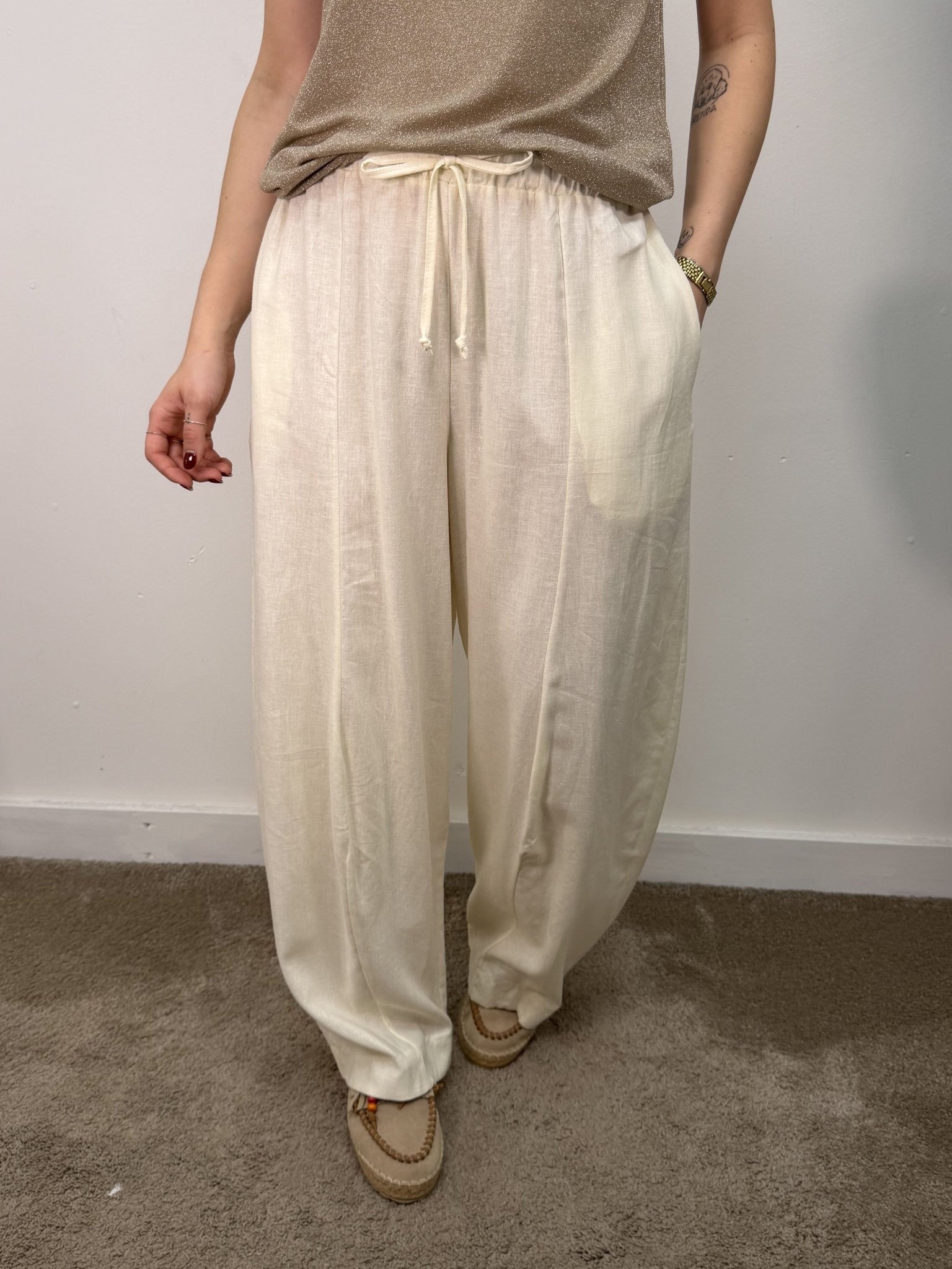 Pantalone barrel in lino MyD - GiuGiò | Shop online