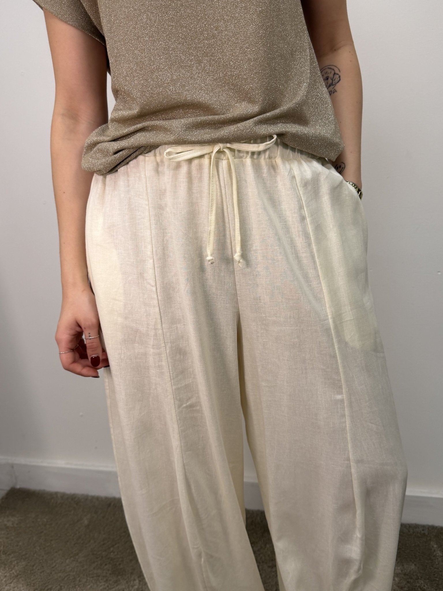 Pantalone barrel in lino MyD - GiuGiò | Shop online