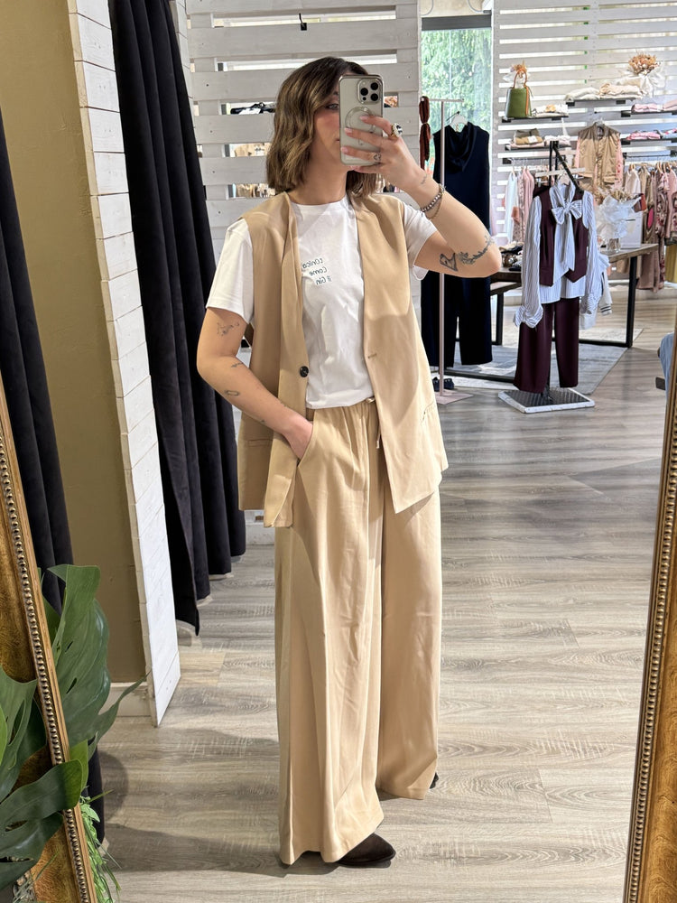 Pantalone gamba ampia con elastico in vita e coulisse Tensione In - GiuGiò | Shop online