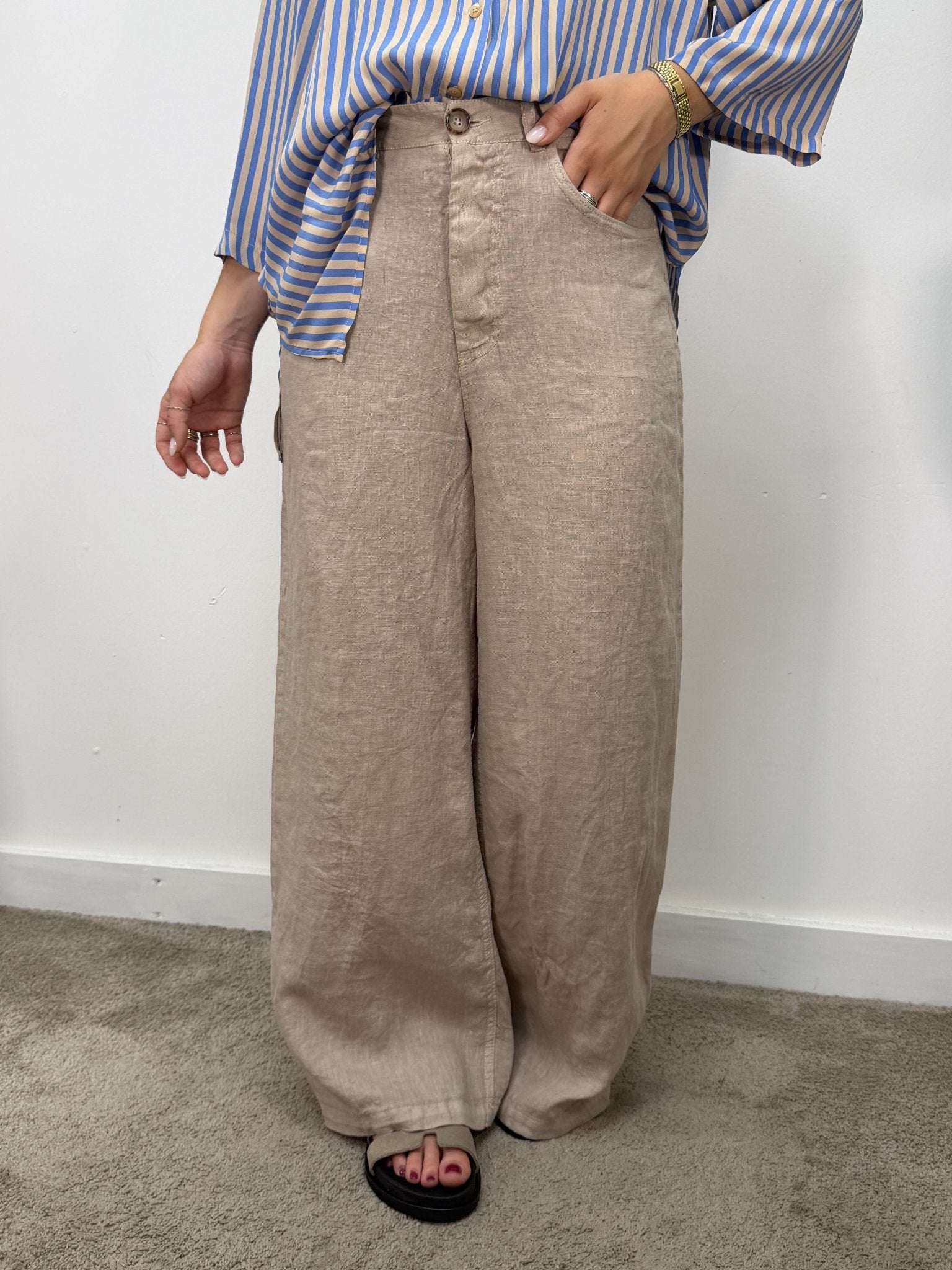 Pantalone gamba ampia in puro lino Tensione In - GiuGiò | Shop online