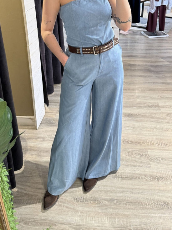 Pantalone gamba dritta in chambray con cintura Tensione In - GiuGiò | Shop online