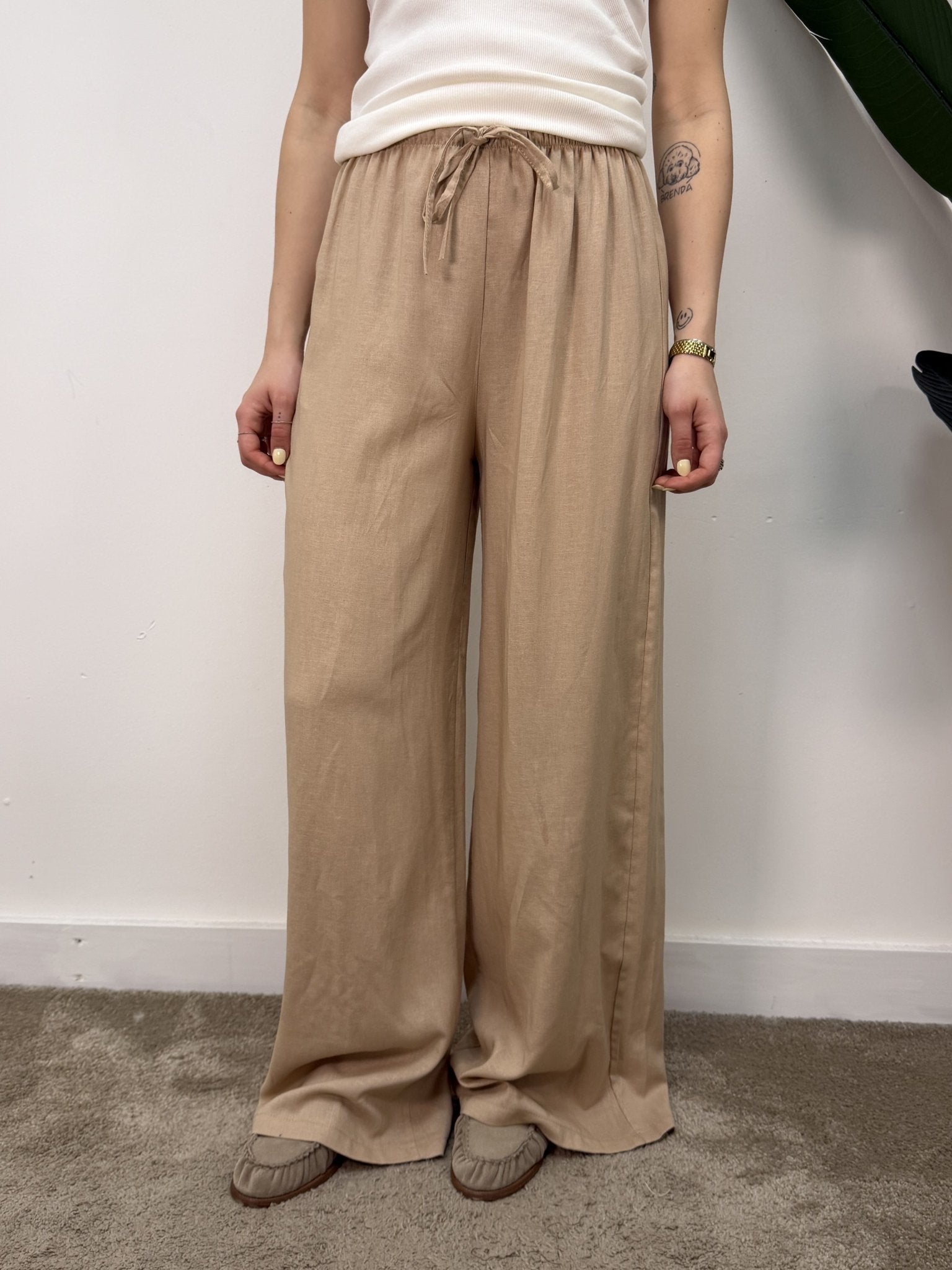 Pantalone gamba dritta in lino con coulisse MyD - GiuGiò | Shop online