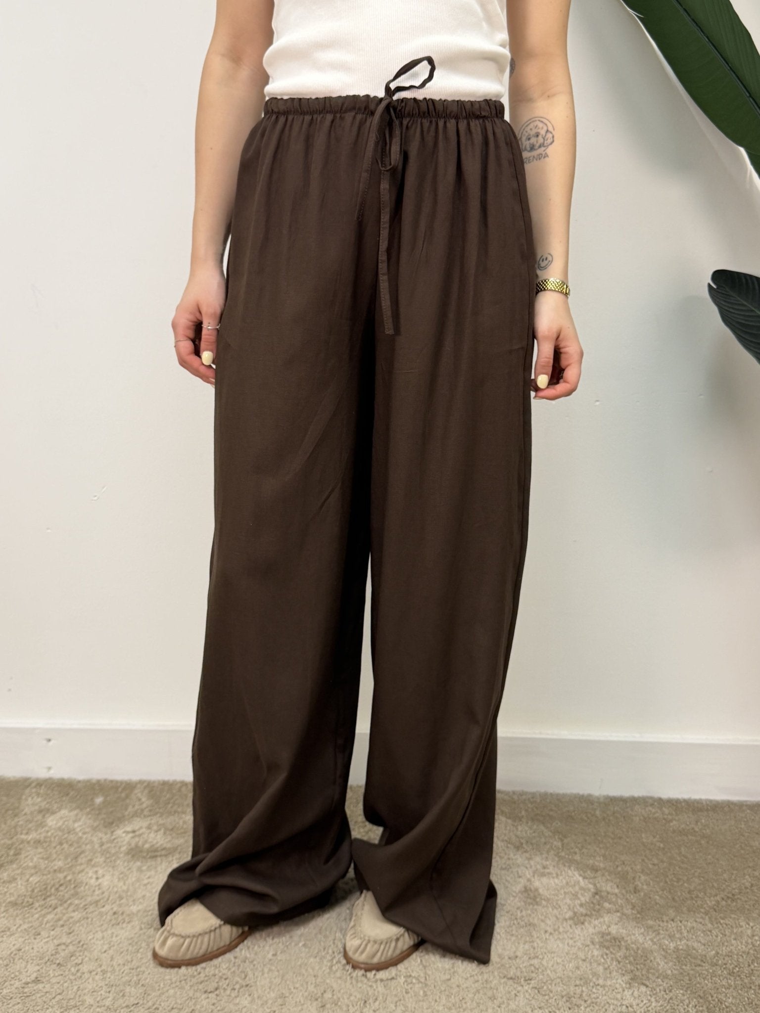 Pantalone gamba dritta in lino con coulisse MyD - GiuGiò | Shop online