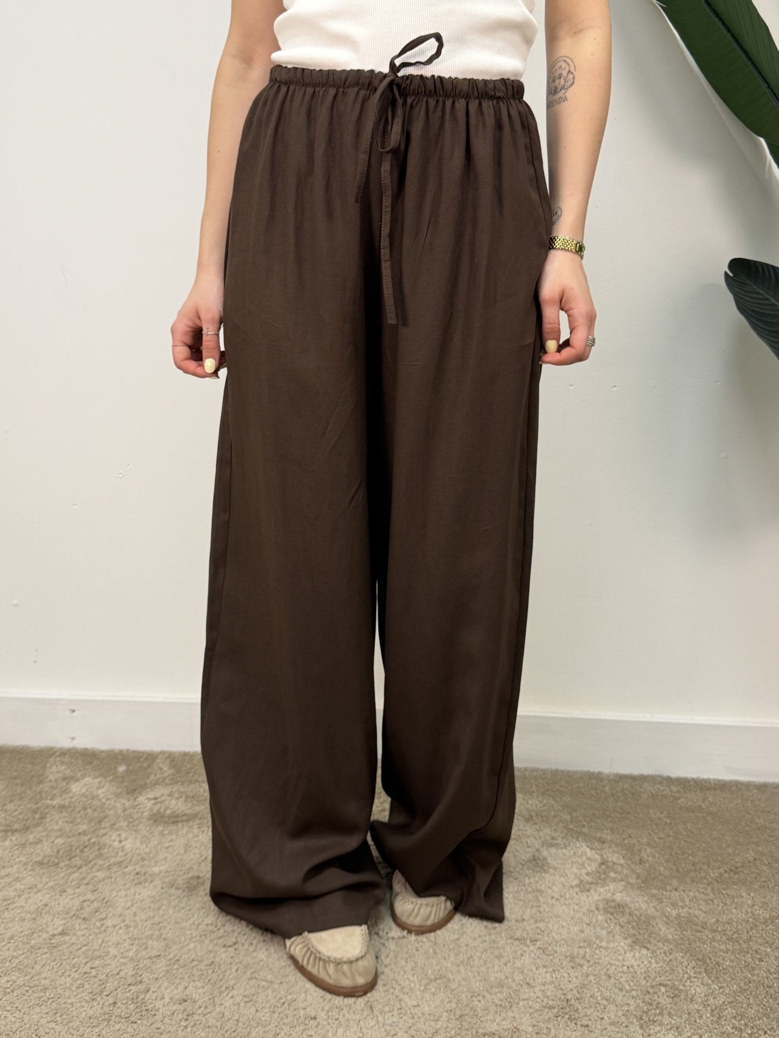 Pantalone gamba dritta in lino con coulisse MyD - GiuGiò | Shop online