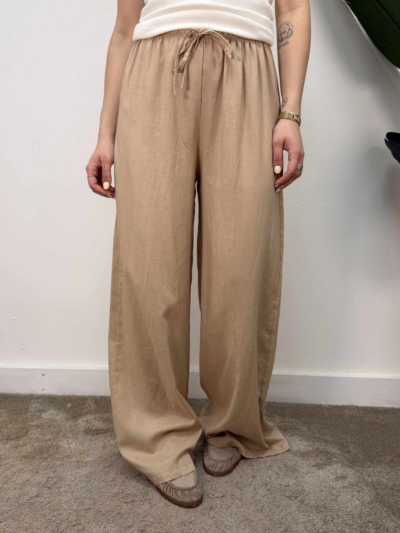 Pantalone gamba dritta in lino con coulisse MyD - GiuGiò | Shop online