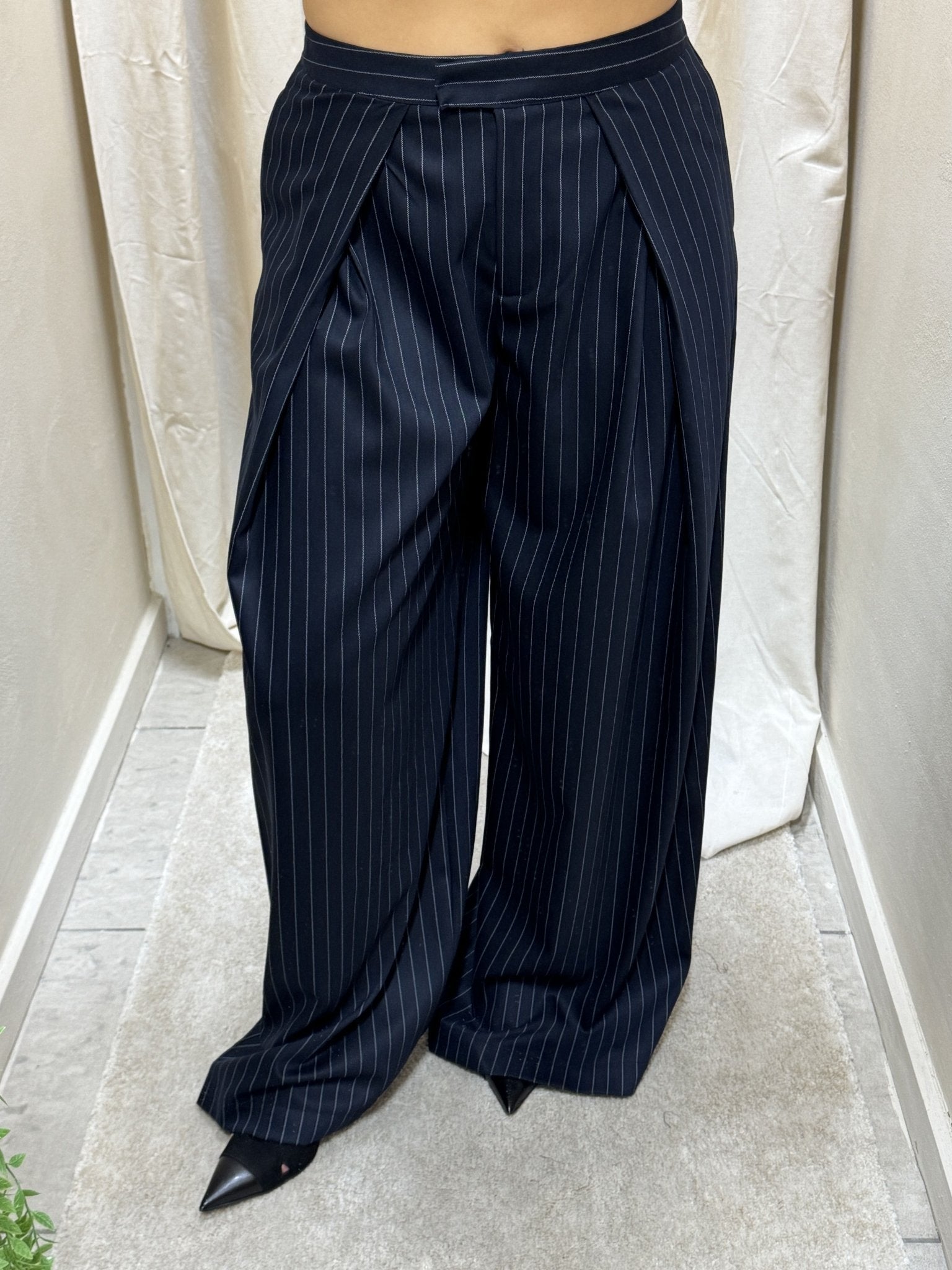 Pantalone gessato ampio con pinces Dixie - GiuGiò | Shop online