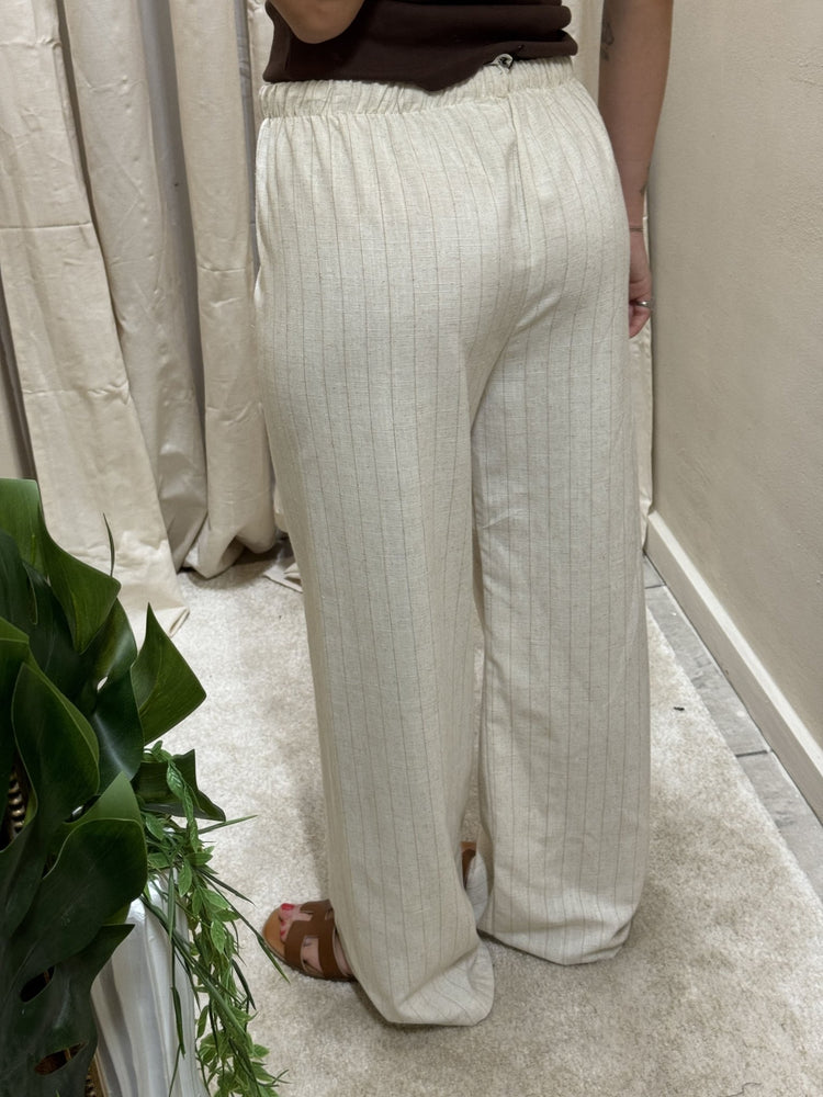 Pantalone in lino gessato gamba dritta Tensione In - GiuGiò | Shop online