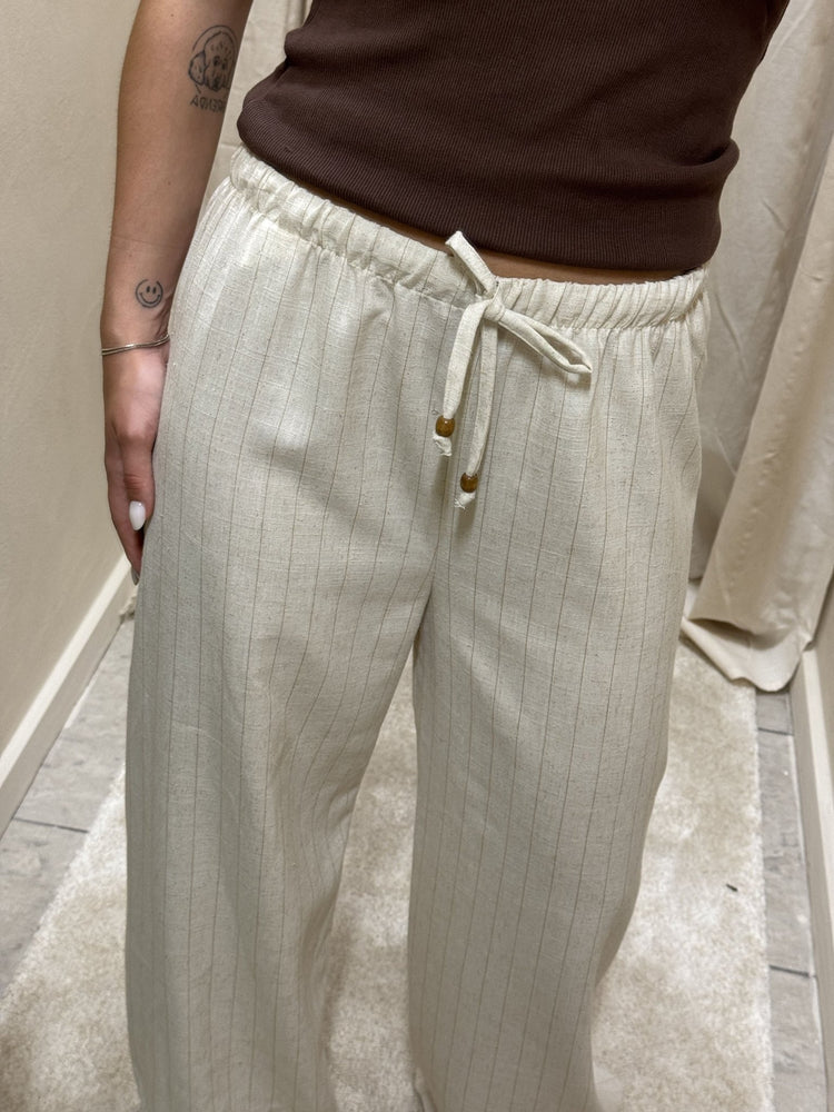 Pantalone in lino gessato gamba dritta Tensione In - GiuGiò | Shop online